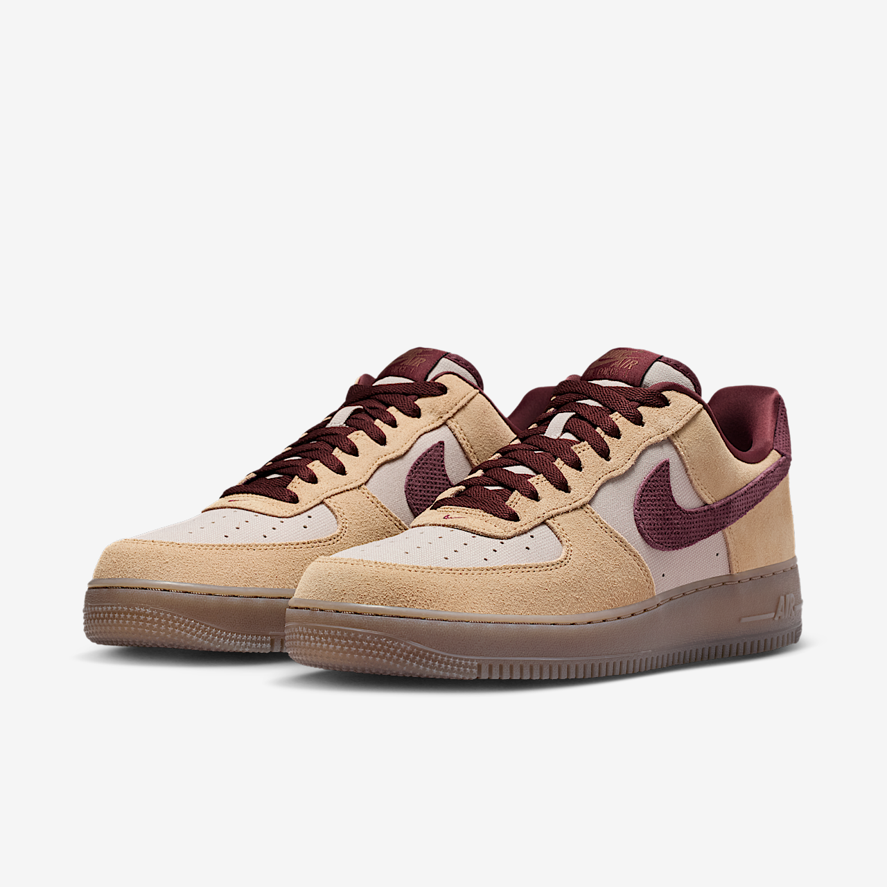 Nike Air Force 1 sneaker Linen/Moon Particle/Mink Brown/Burgundy Crush
