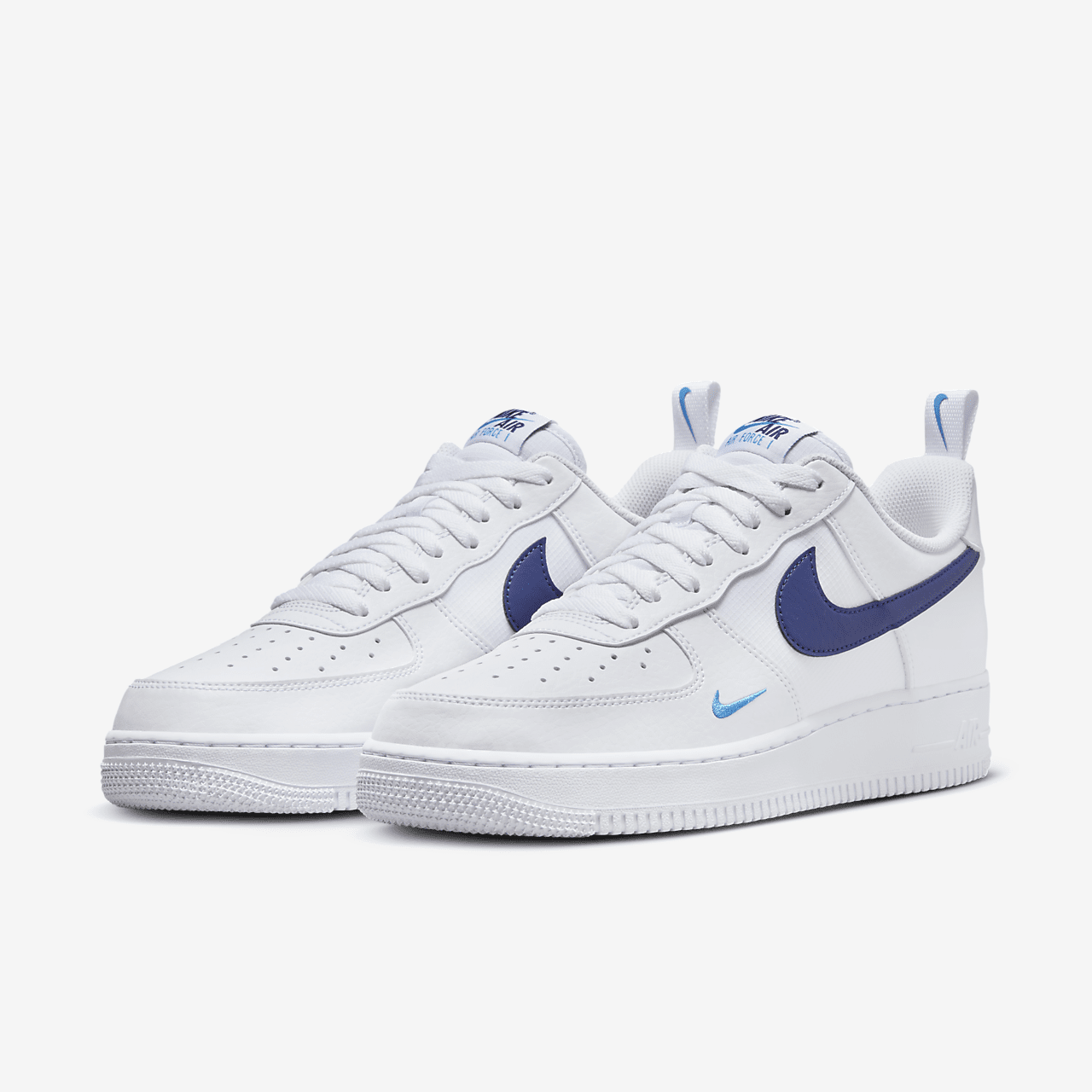 Nike Air Force 1 sneaker Wit/Light Photo Blue/Deep Royal Blue
