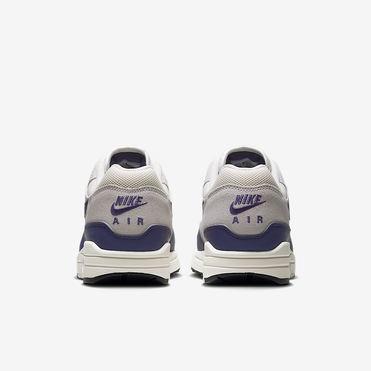 Nike Air Max 1 sneaker Phantom/Vast Grey/Zwart/Sanded Purple