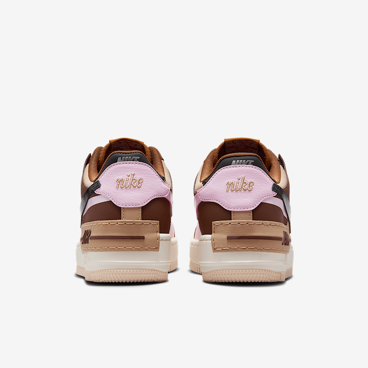 Nike Air Force 1 sneaker Light British Tan/Pink Foam/Hemp/Zwart