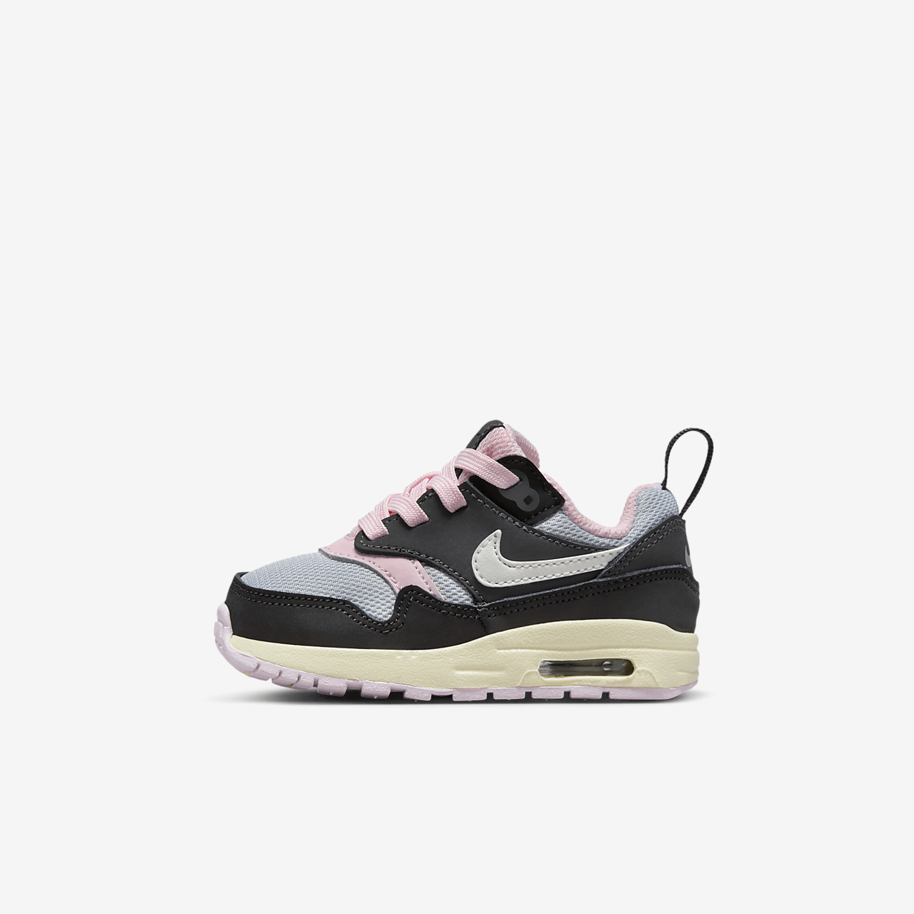 Nike Air Max 1 sneaker Zwart/Anthracite/Pink Foam/Summit White
