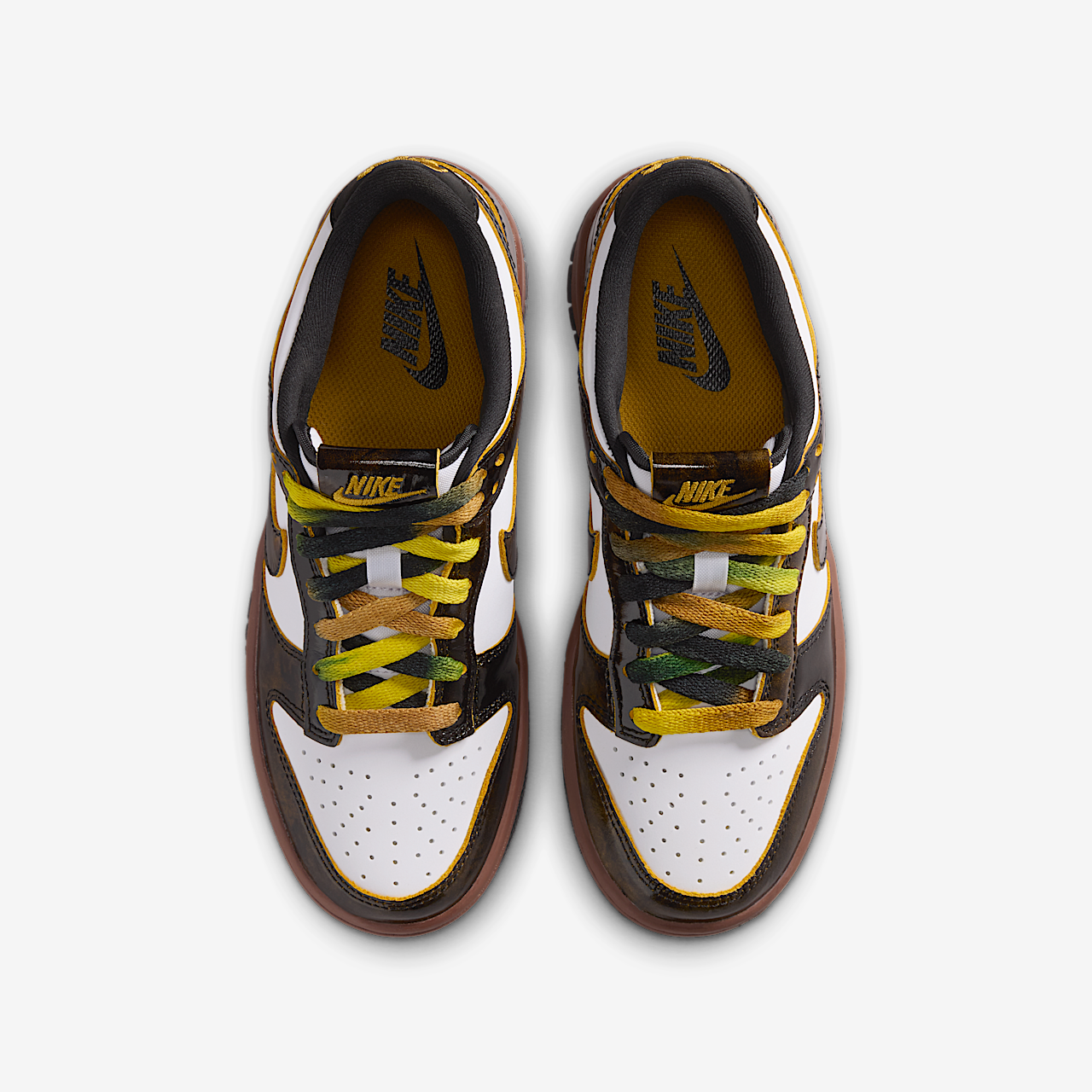 Nike Dunk Low sneaker Wit/Zwart/Fauna Brown/Bright Citron