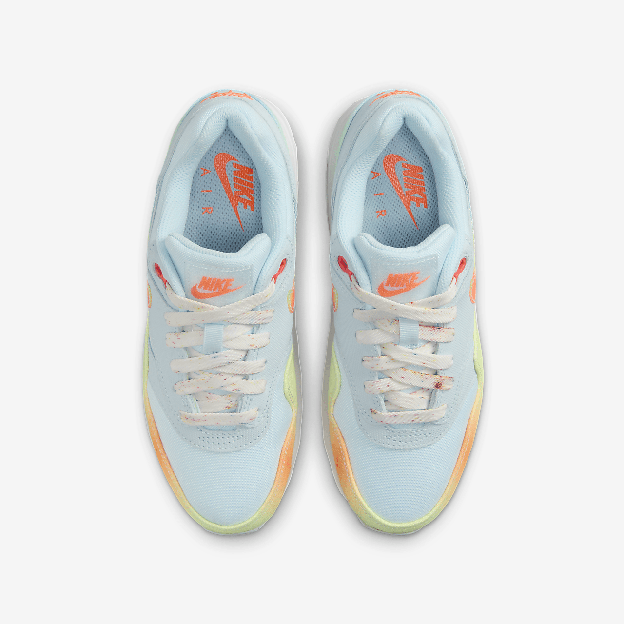 Nike Air Max 1 sneaker Glacier Blue/Wit/Light Lemon Twist/Total Orange