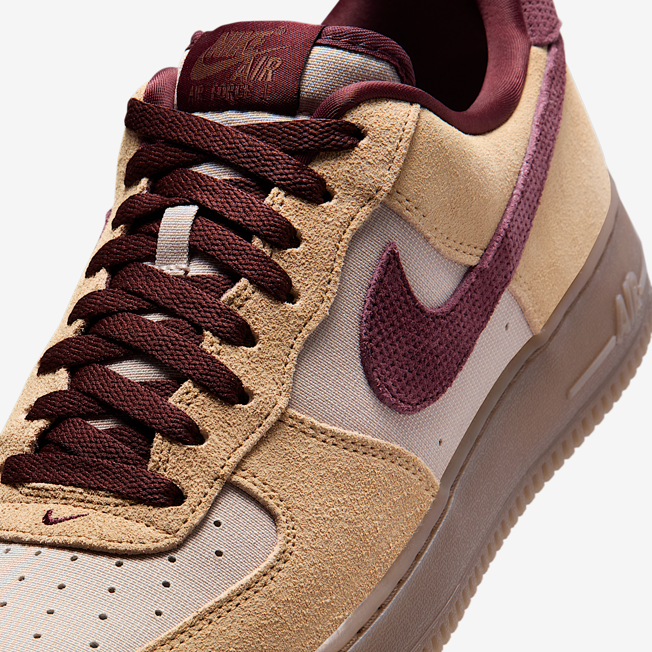 Nike Air Force 1 sneaker Linen/Moon Particle/Mink Brown/Burgundy Crush