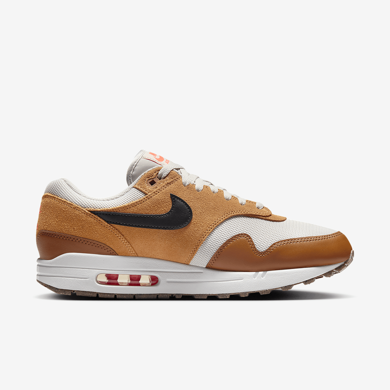 Nike Air Max 1 sneaker Light Bone/Flax/British Tan/Zwart