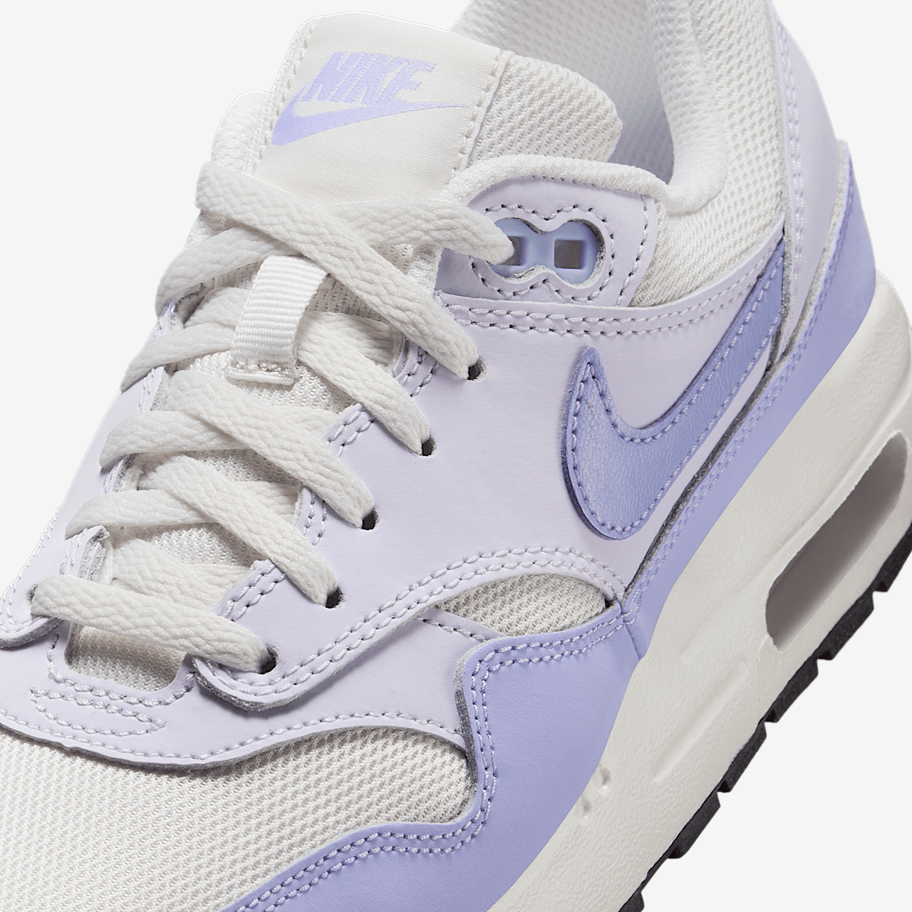 Nike Air Max 1 sneaker Platinum Tint/Barely Grape/Zwart/Hydrangeas