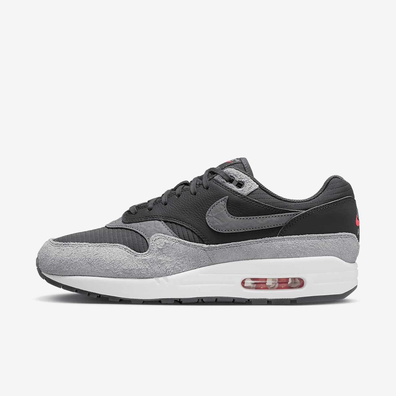 Nike Air Max 1 sneaker Dark Smoke Grey/Flash Crimson/Summit White/Smoke Grey