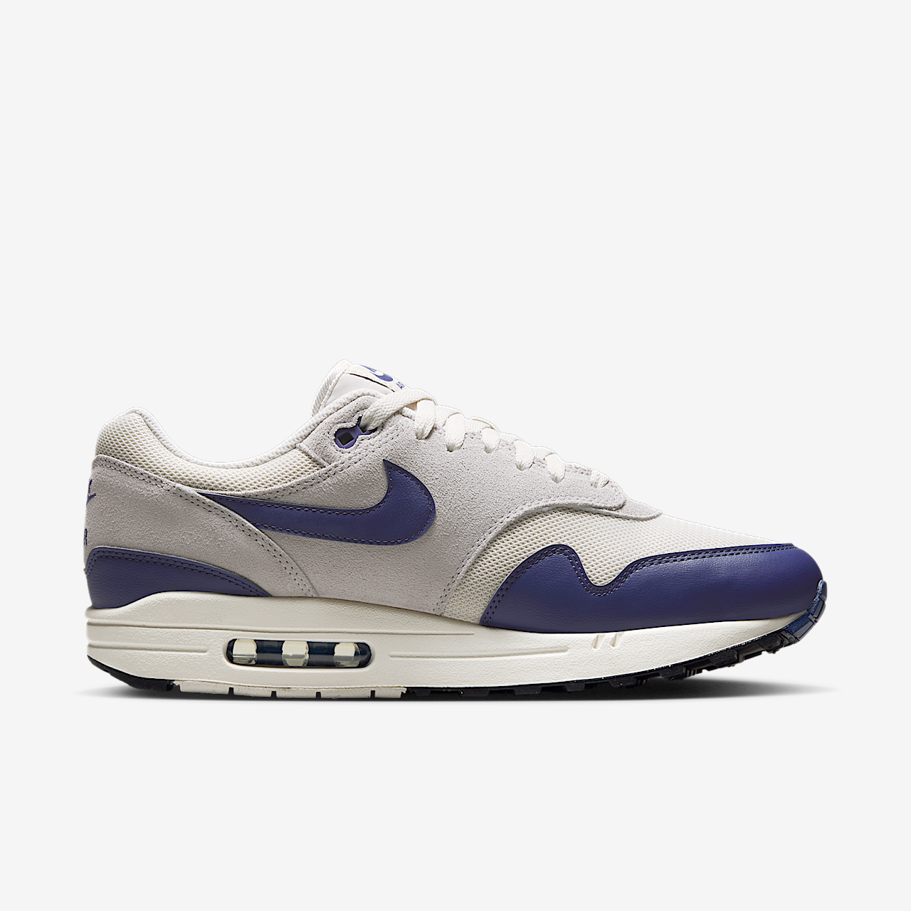 Nike Air Max 1 sneaker Phantom/Vast Grey/Zwart/Sanded Purple
