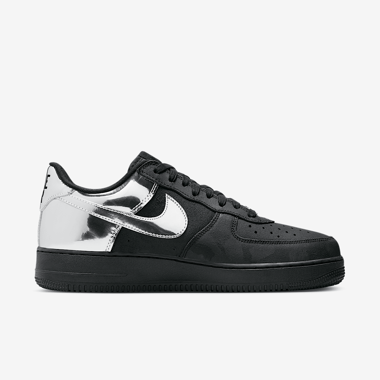 Nike Air Force 1 sneaker Zwart/Zwart/Chrome