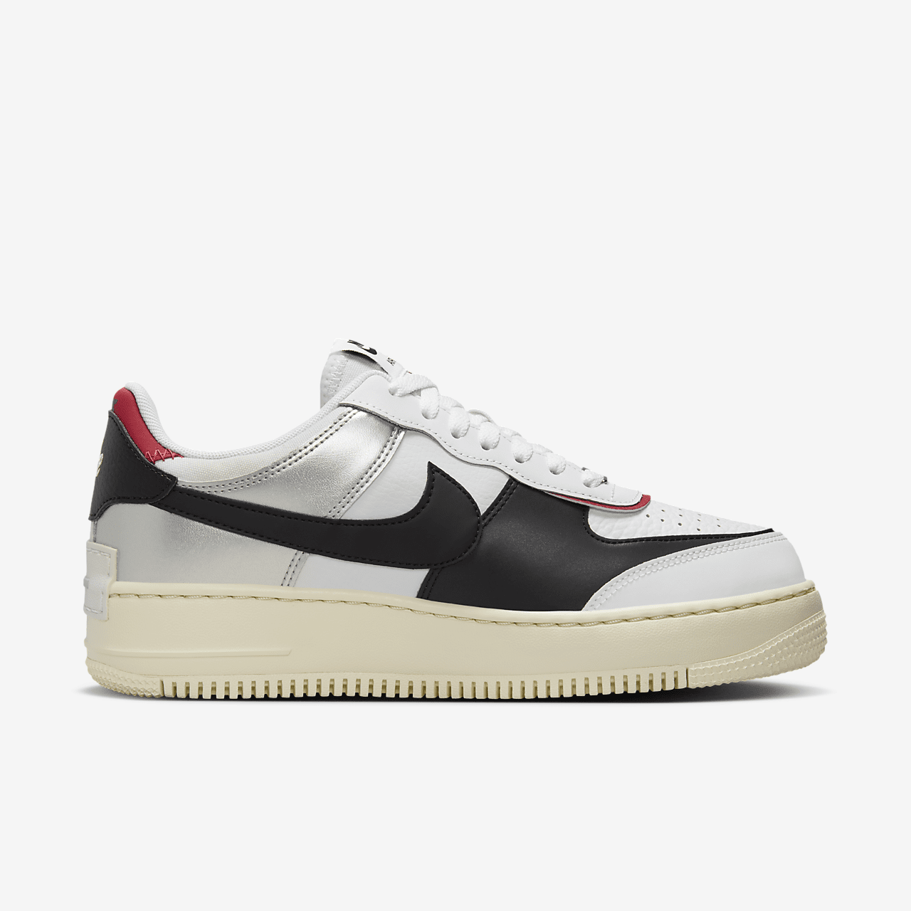 Nike Air Force 1 sneaker Wit/Zwart/Metallic Silver/Gym Red