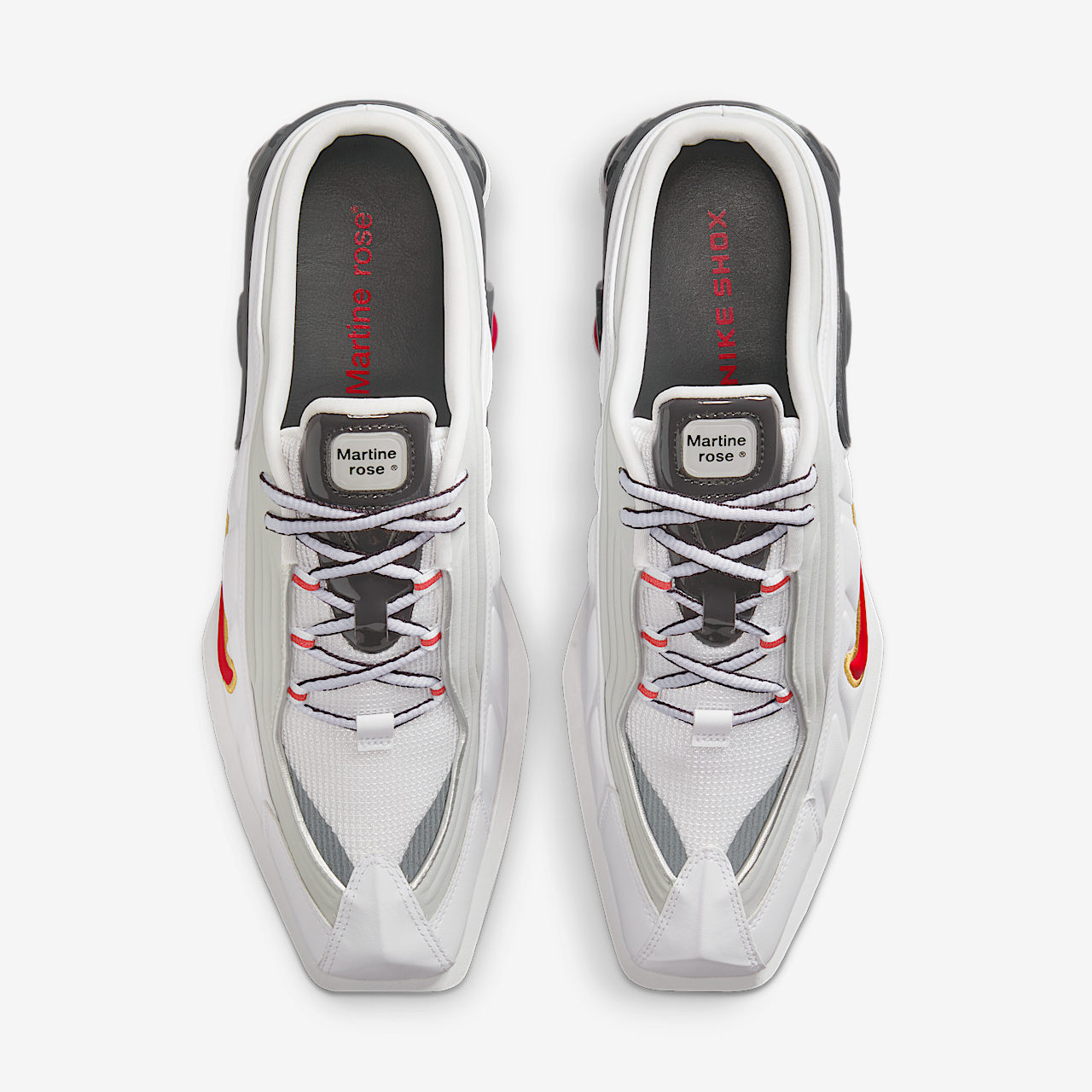 Nike Shox sneaker Wit/Metallic Platinum/Dark Charcoal/Varsity Red