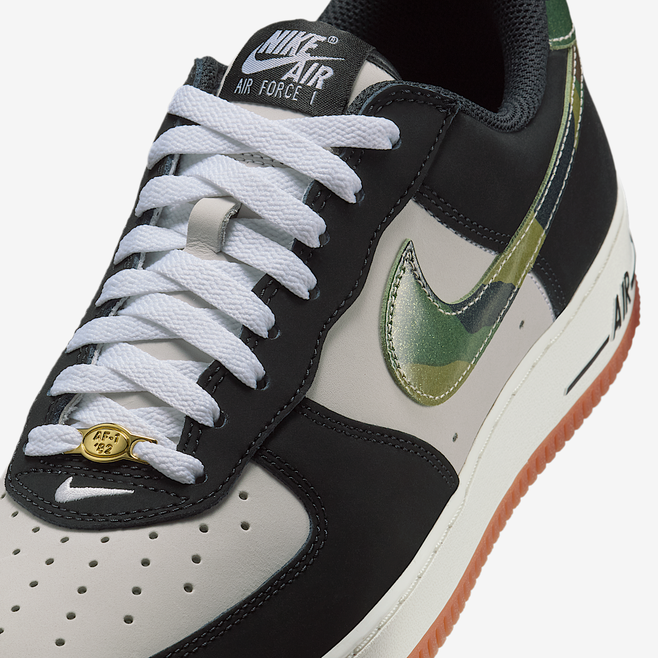Nike Air Force 1 sneaker Wit/Gum Medium Brown/Summit White/Zwart
