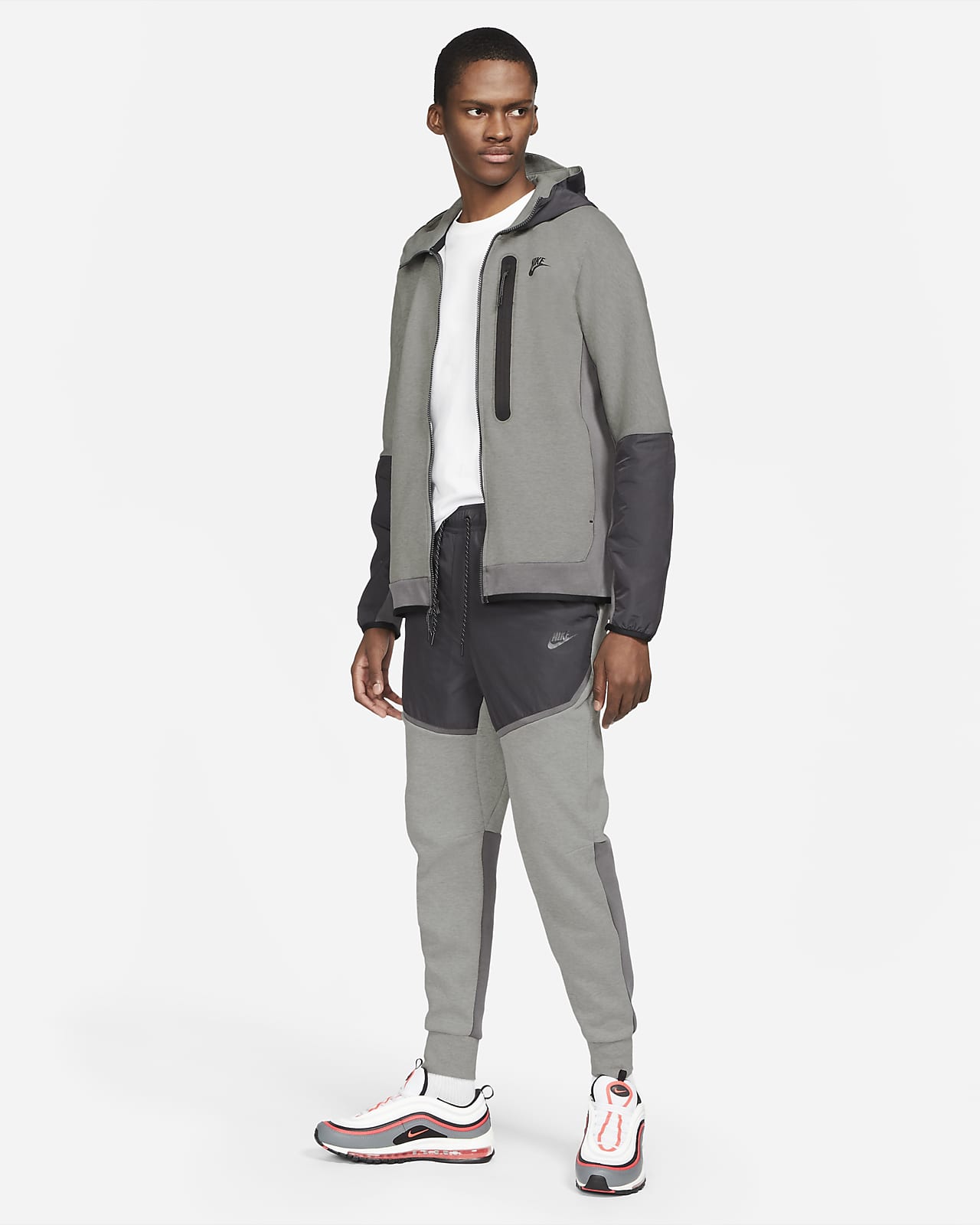 grey woven tech fleece