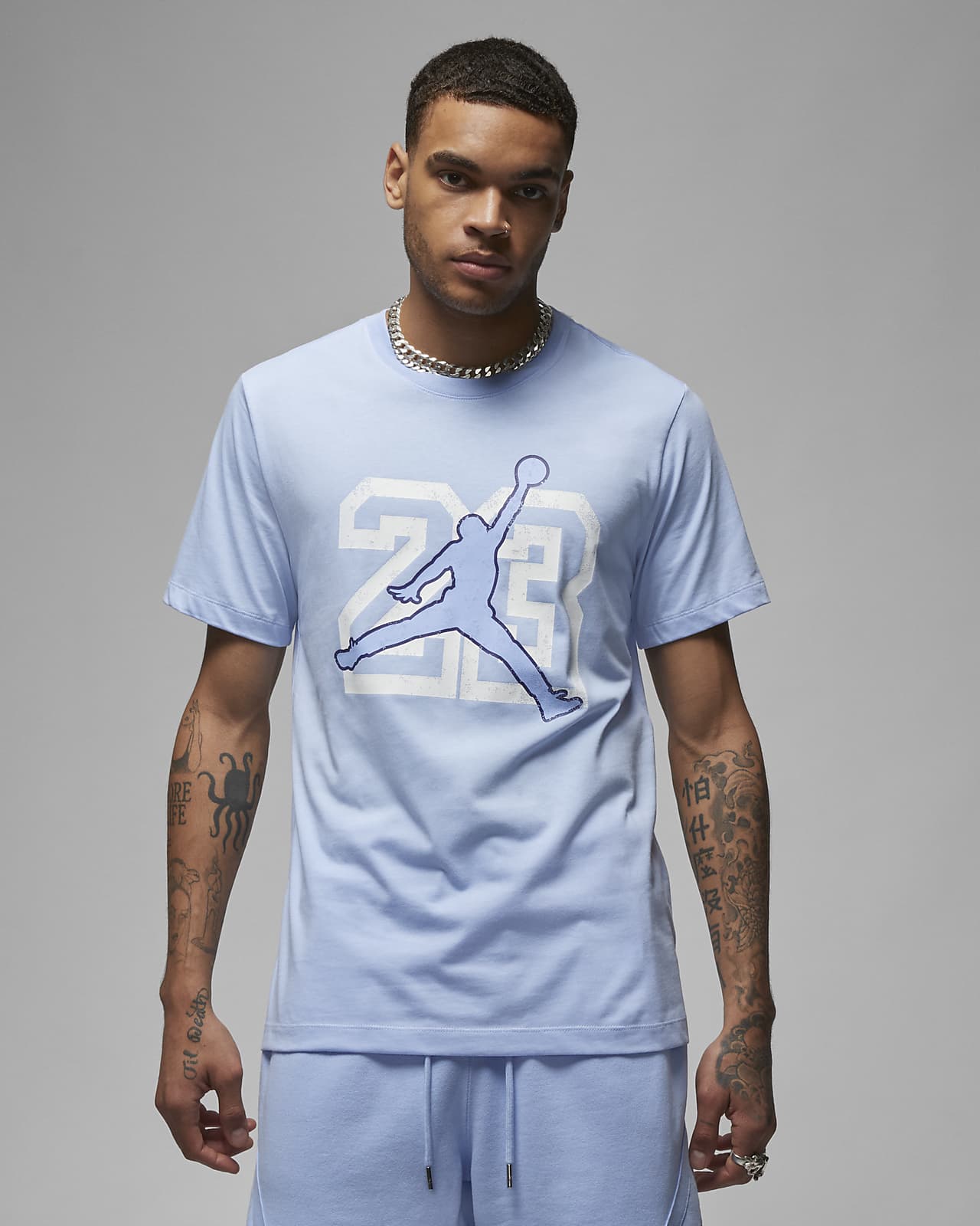 Baby blue sales jordan shirt