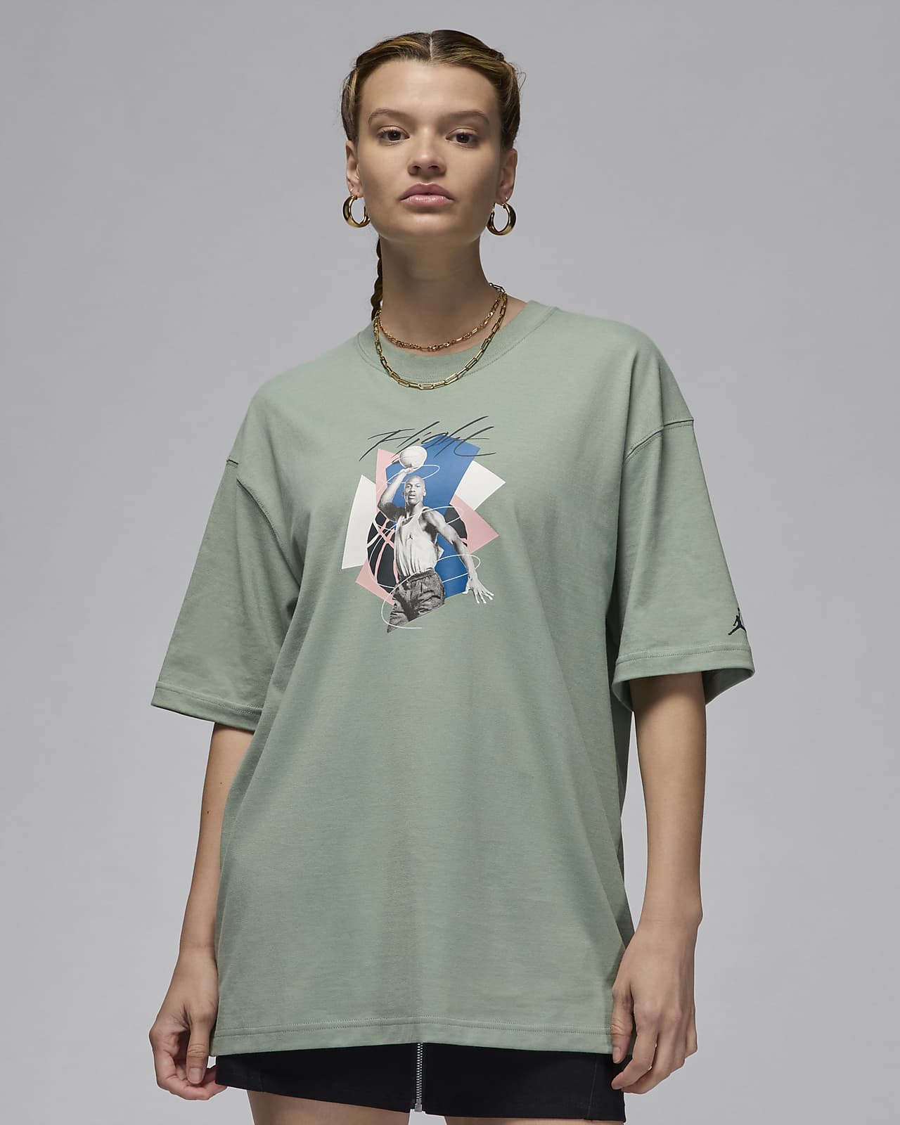 Jordan Bol Kesimli Grafikli Kadın Tişörtü