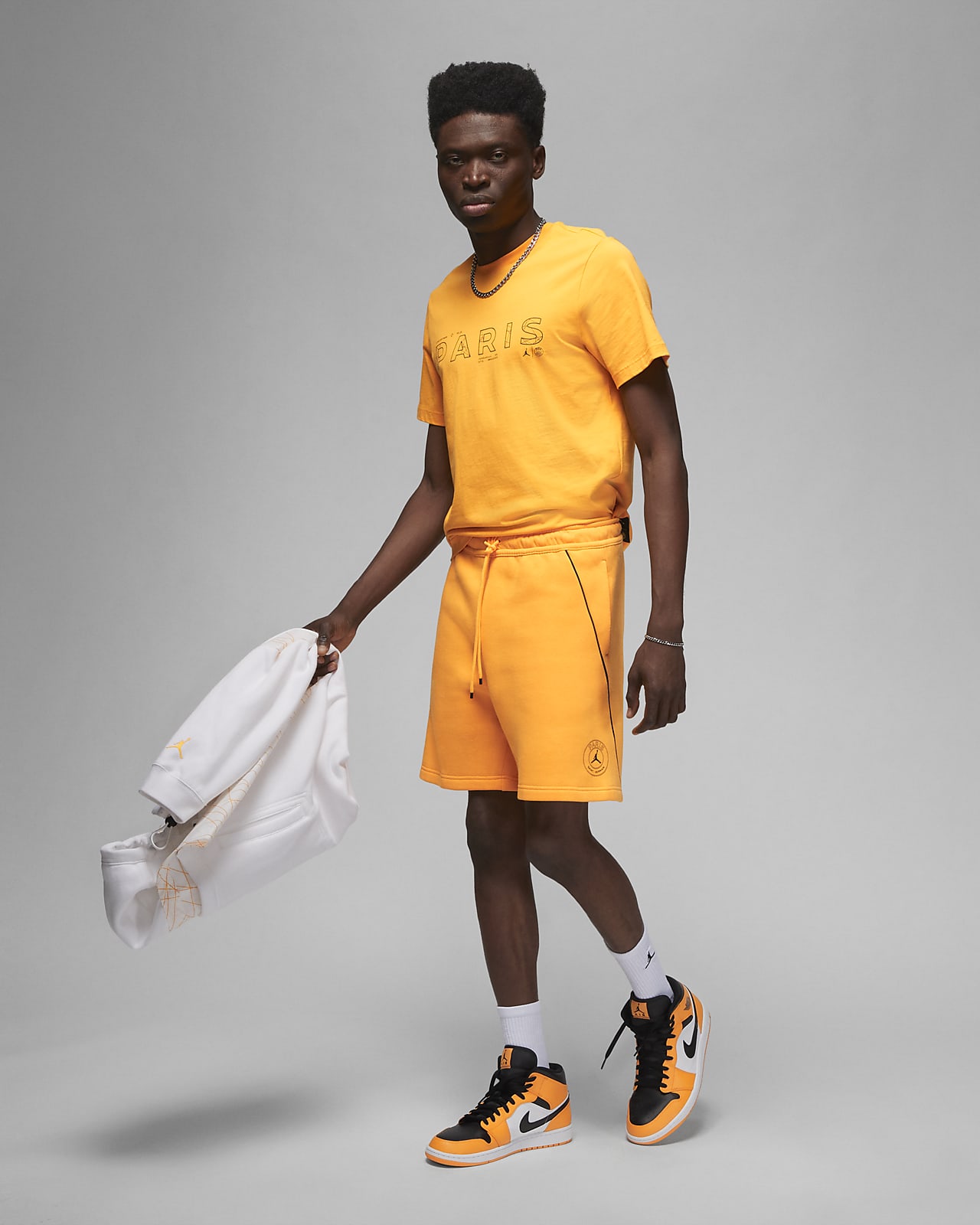 Nike yellow fleece shorts top