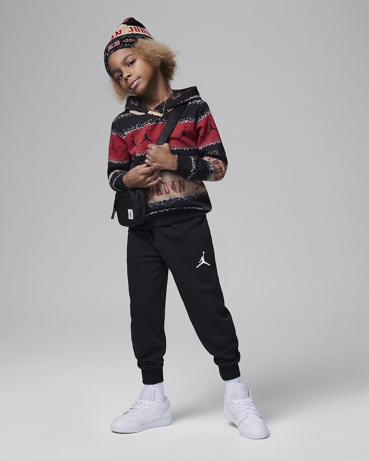 Todelt Jordan MJ Holiday-pullover-hættetrøje-sæt til mindre børn