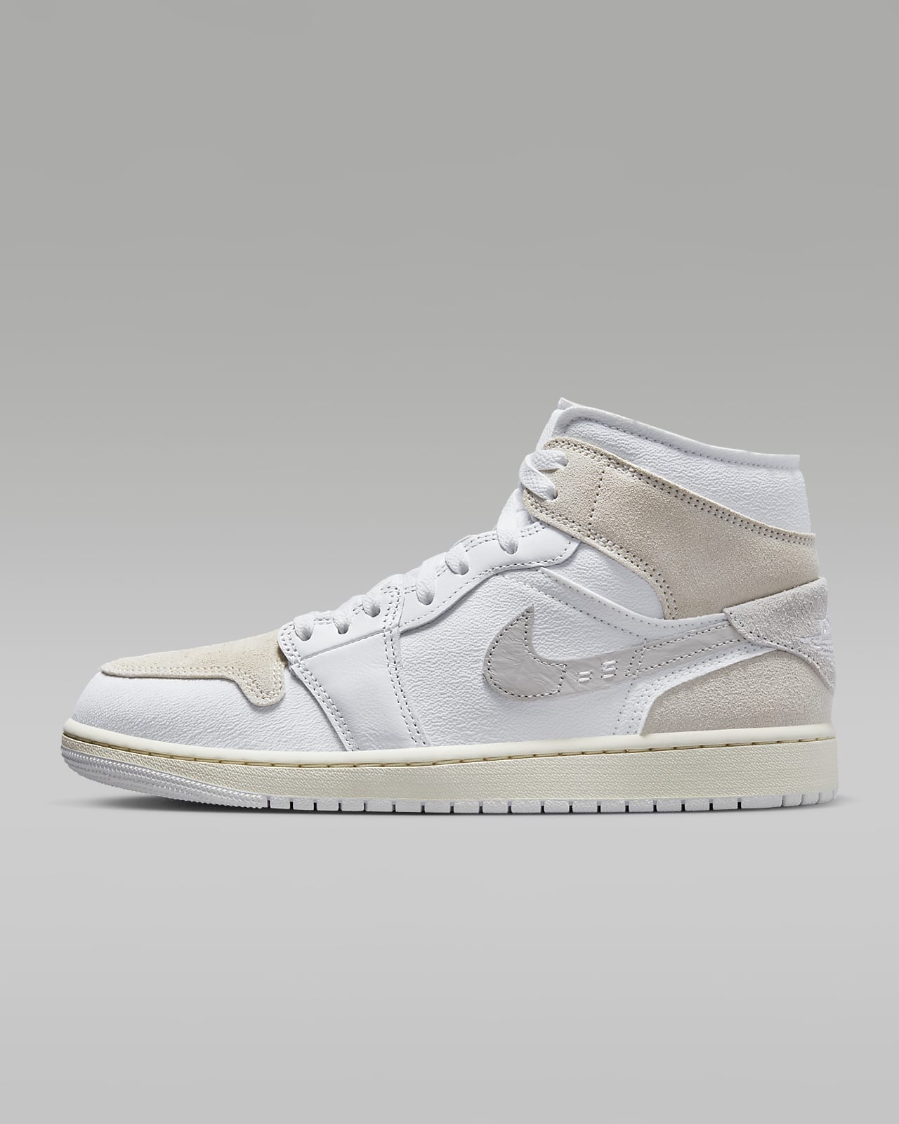 nike Mens Air Jordan 1 Mid Shoes, Cement Grey/White