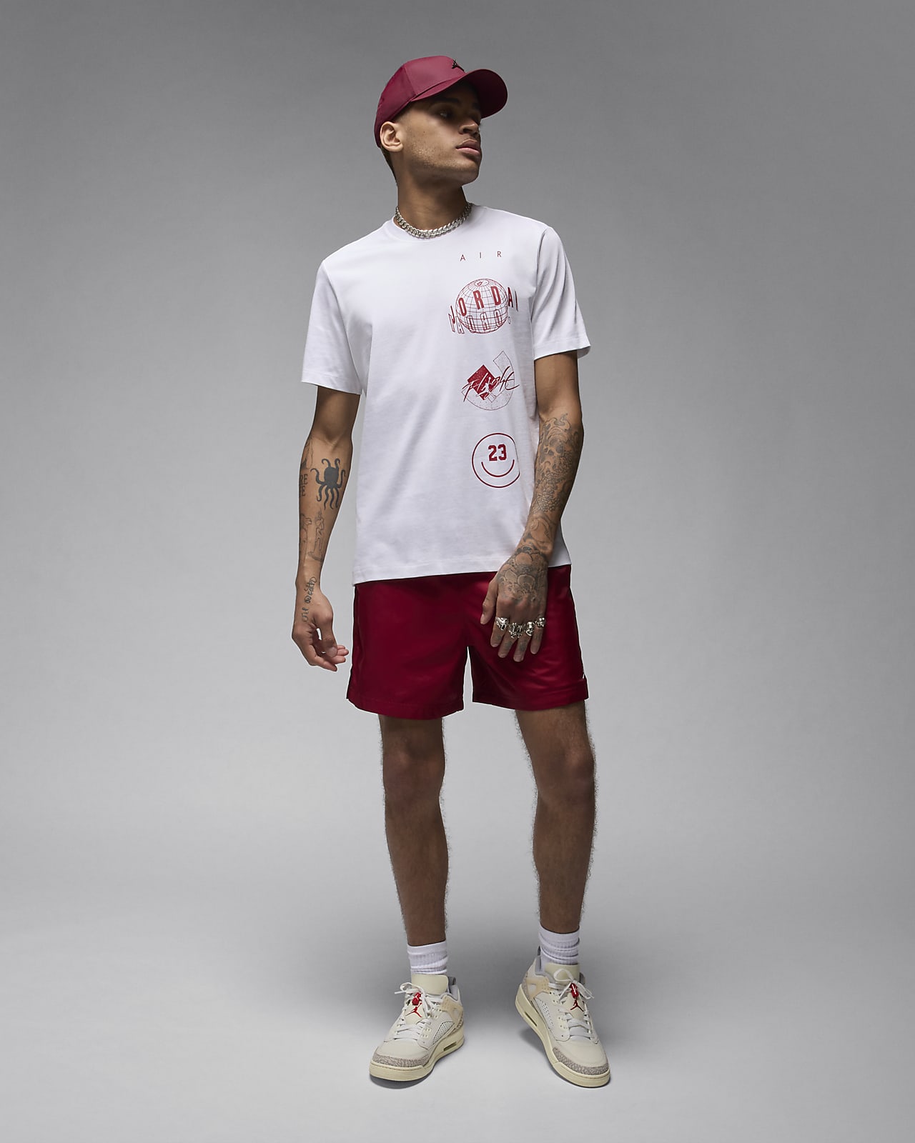 red and white t shirt mens