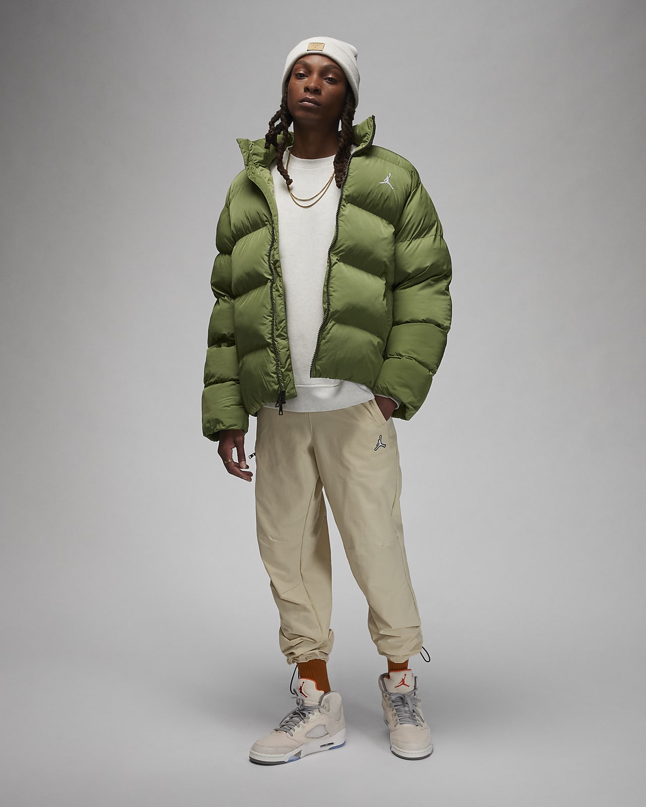 Men's Jordan Essentials Poly Puffer Jacket in Green, Size: Large | FB7331-340