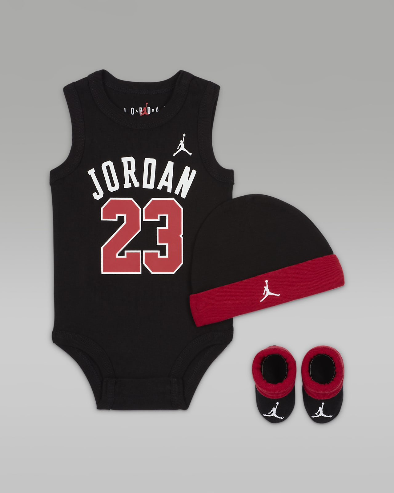 Jordan Jumpman-sæt med body, hue og booties til babyer