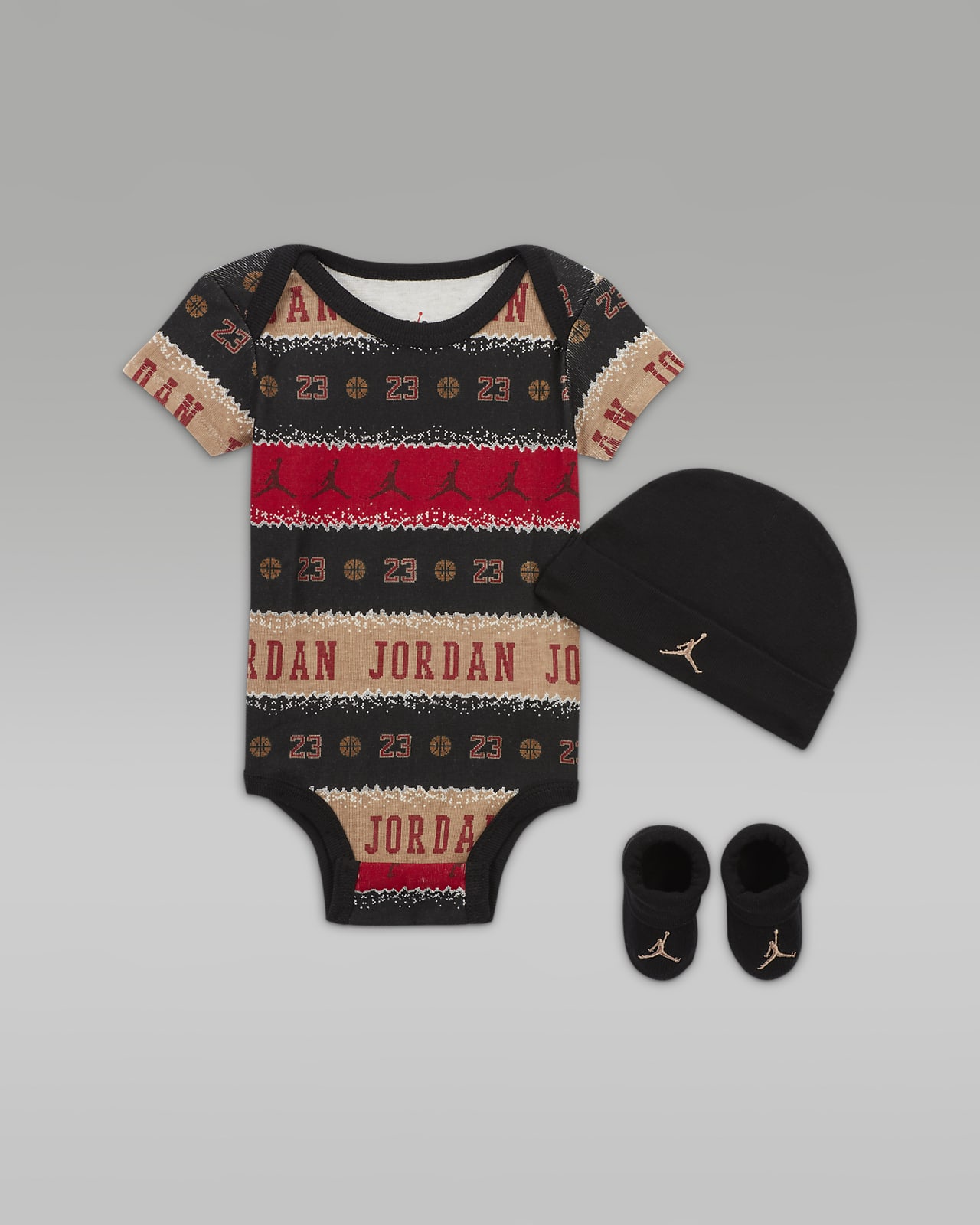 Tredelt Jordan MJ Holiday-bodysuit-sæt i æske til babyer