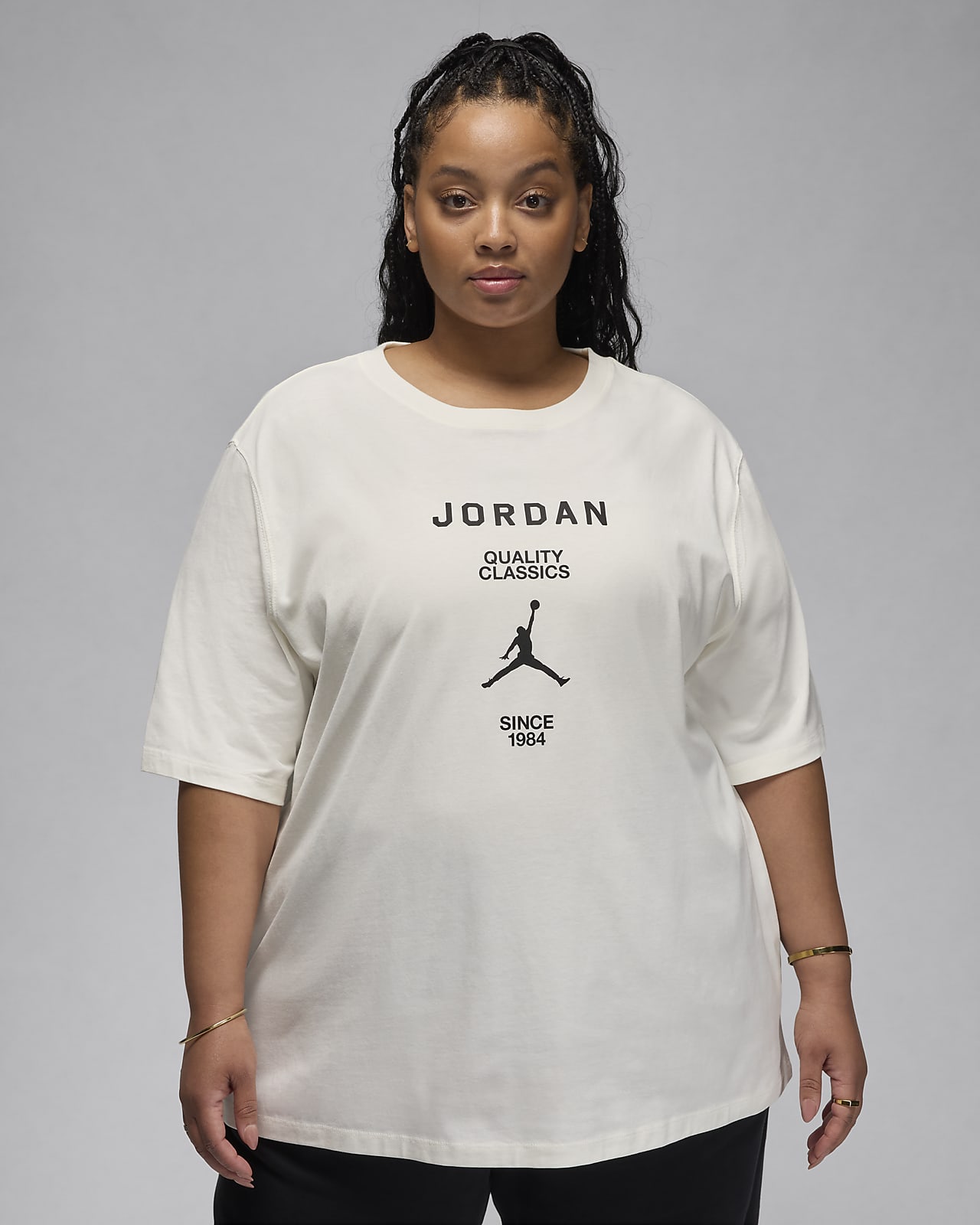 T-shirt estilo Girlfriend Jordan para mulher (tamanhos grandes)