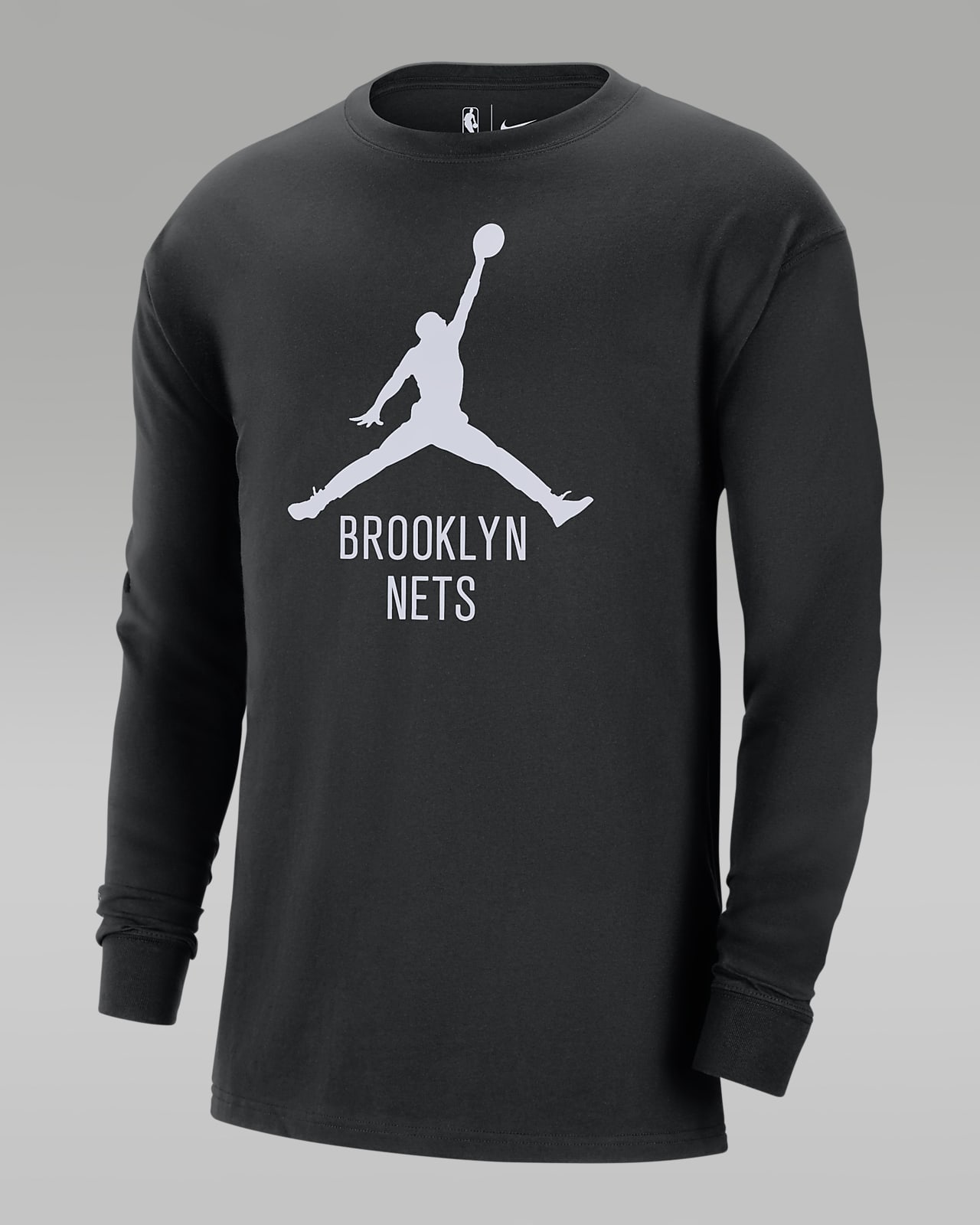 Jordan Long-Sleeve Brooklyn NBA Essential T-Shirt. Nets Men\'s