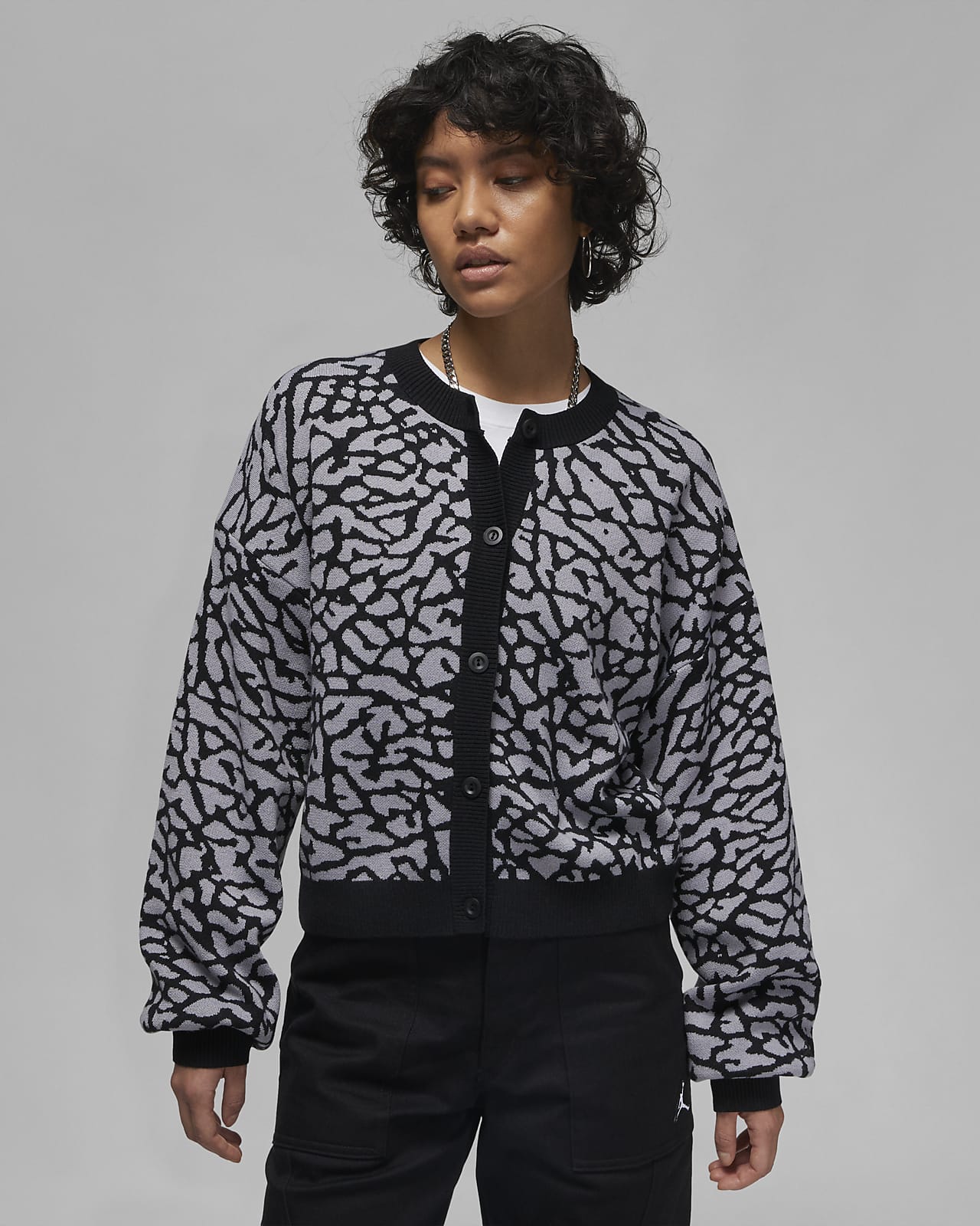 Cardigan en maille jacquard Jordan Flight pour femme. Nike LU