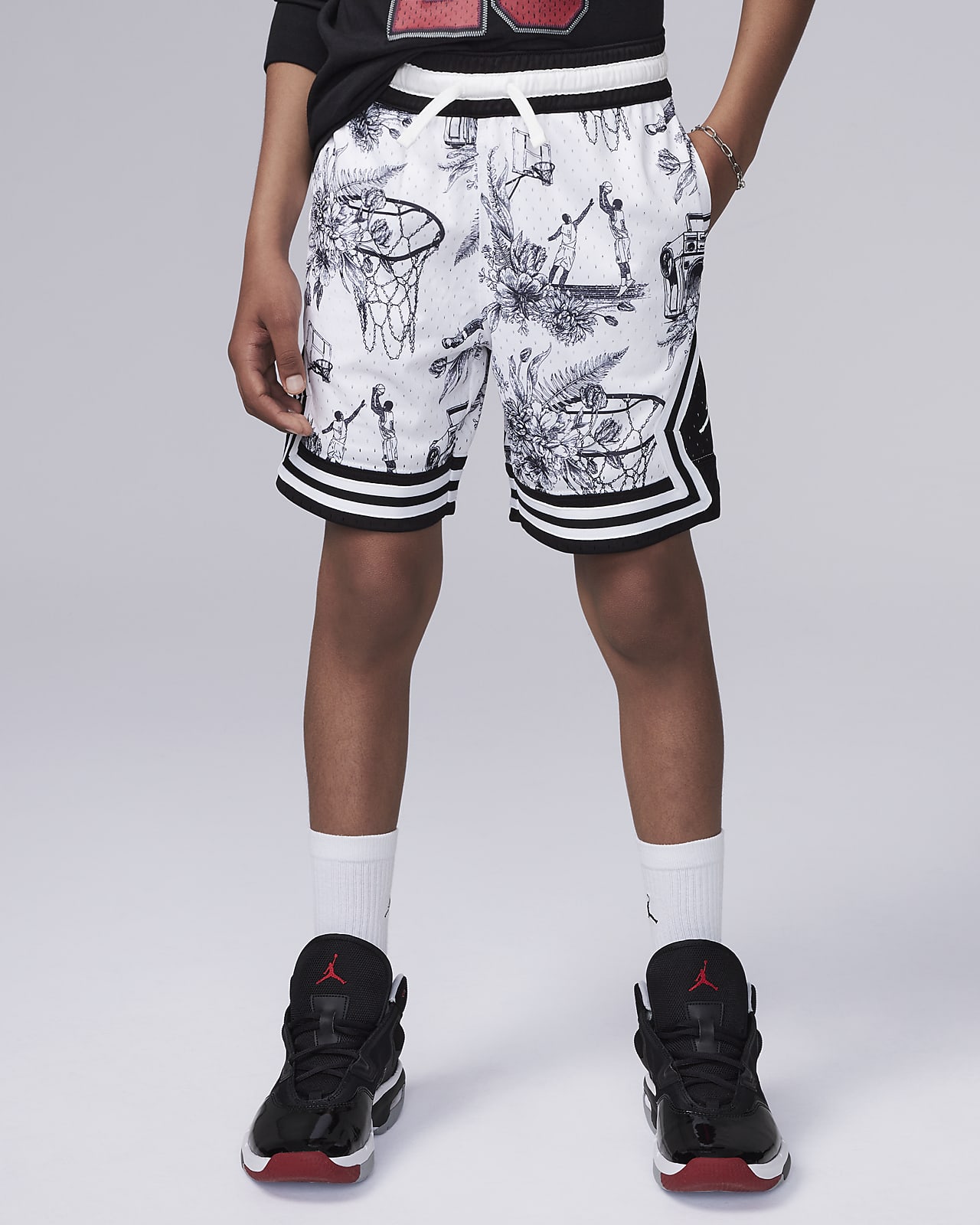 Shorts deportivos Diamond estampados MJ para niños talla grande Jordan Dri-FIT