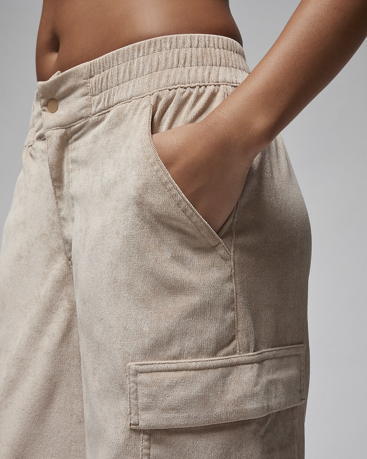 Women's Mid Rise Button Zipper Side Pocket Plus Size Corduroy