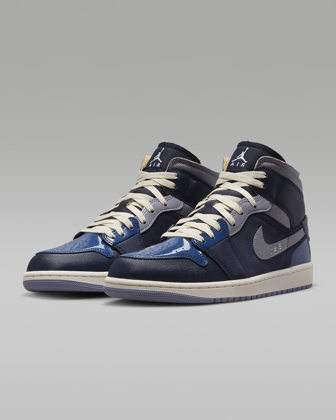 Nike Air Jordan 1 Mid Sneakers in Blue & Gray