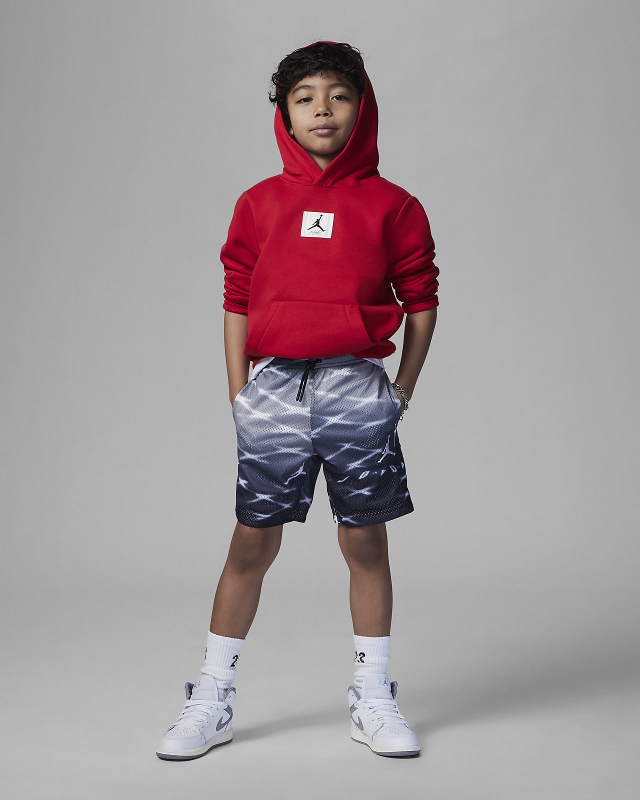 Kids\' Jordan Essentials Nike Shorts. Shorts MJ Dri-FIT Printed Mesh Little
