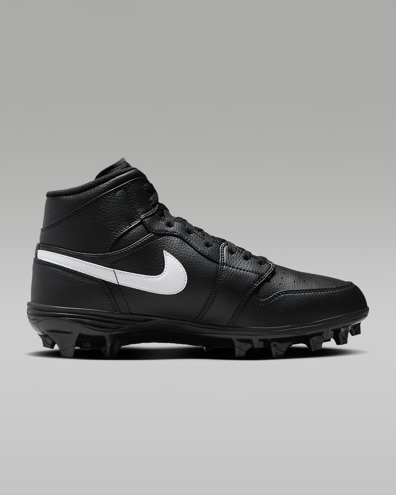 Jordan 1 Mid TD Black/White Men's Football Cleat Shoes, Size: 8.5