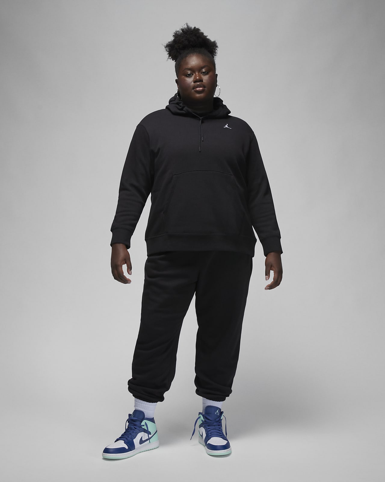 Air Jordan Womens Pullover Hoodie Sweatshirt Size 2X Black Loose Fit