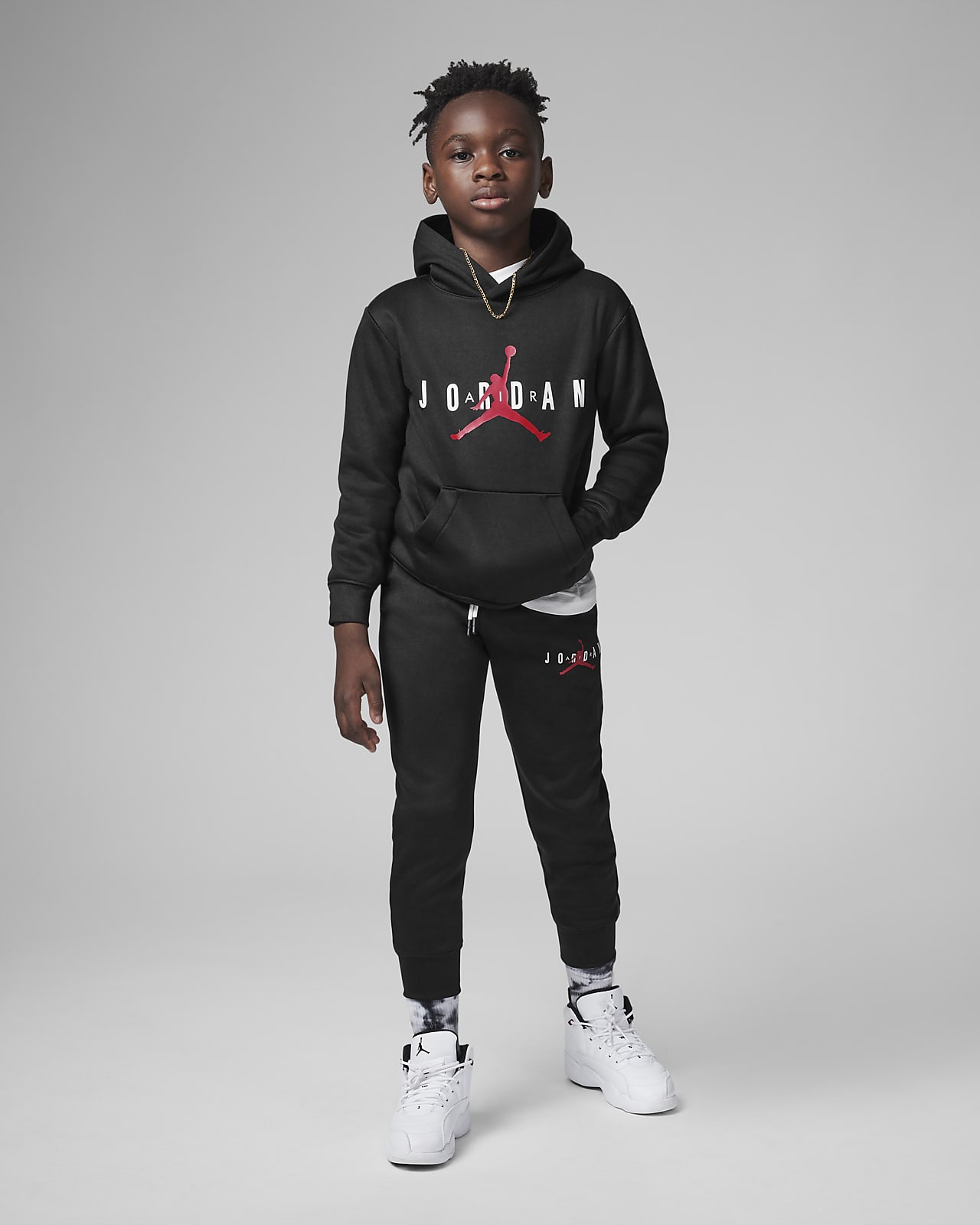 Gender-Neutral Pullover Hoodie & Jogger Sweatpants Set for Kids