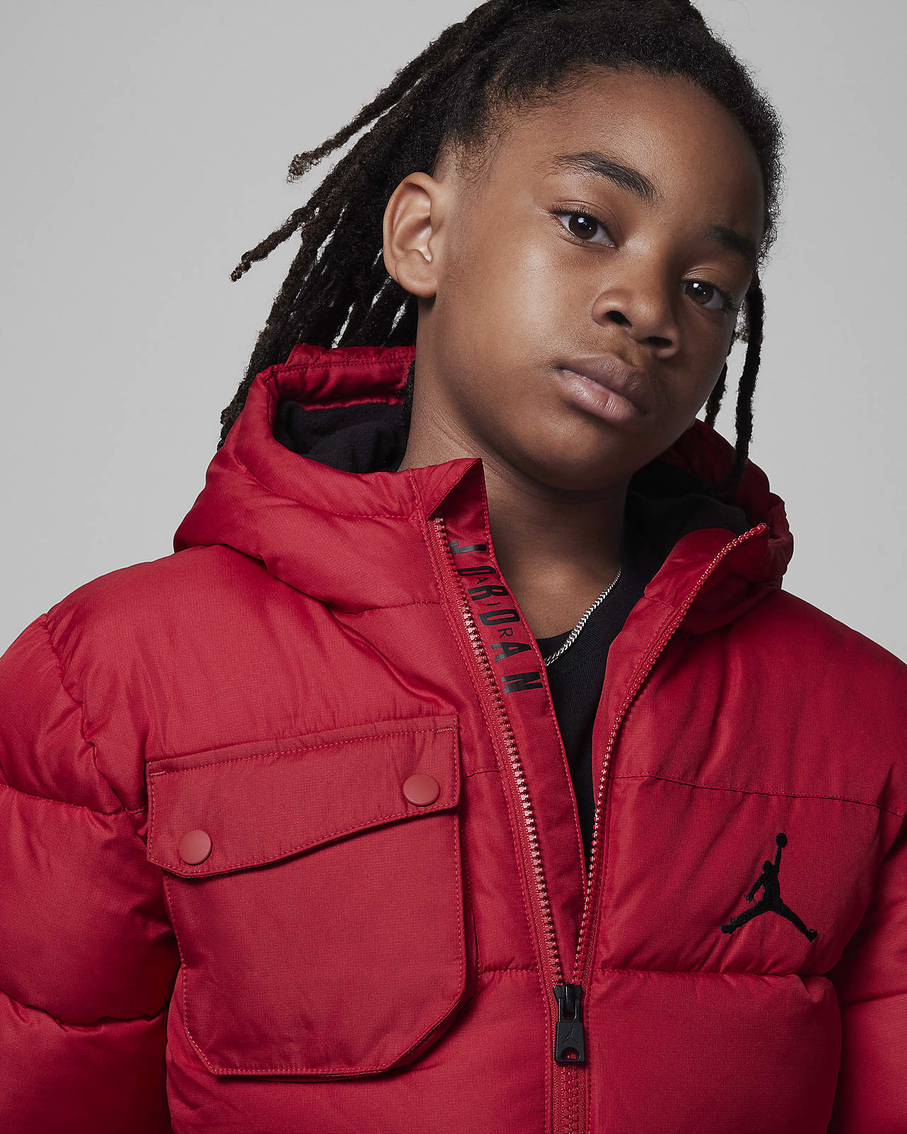 Kids red puffer jacket best sale