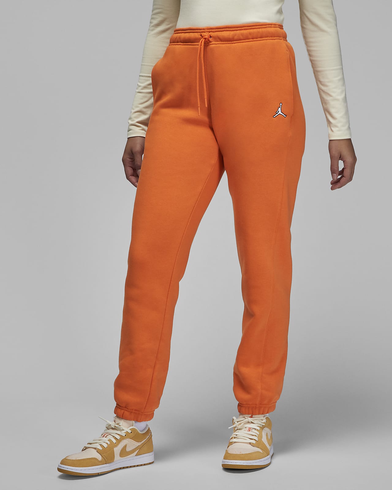 Girls Orange Fleece Track Pants
