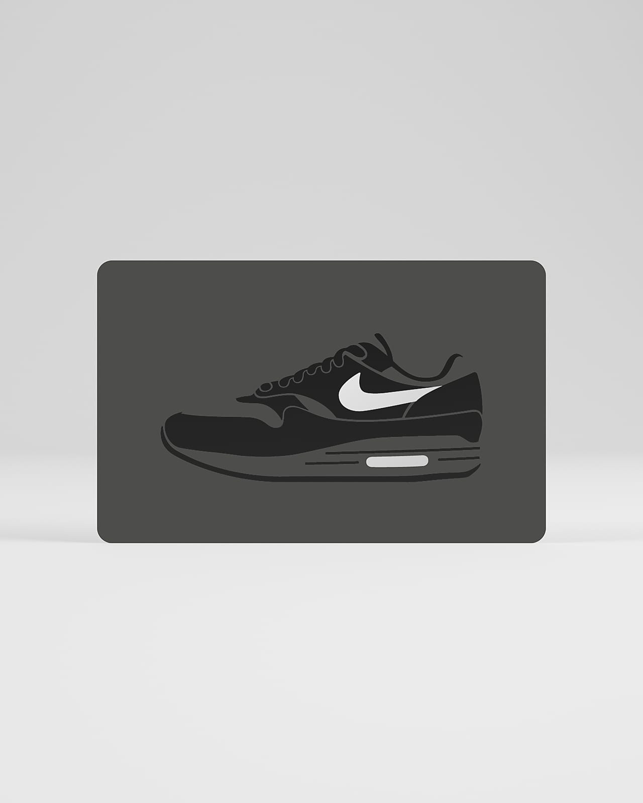 Tarjeta de regalo impresa Nike enviada por correo en una minicaja de tenis Nike