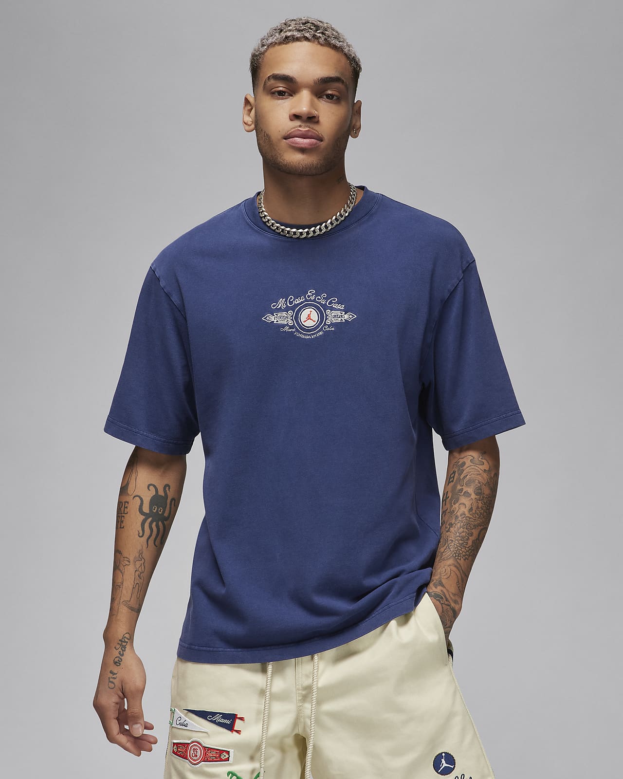 身幅59cm新品Nike Jordan x SoleFly Tシャツ　ネイビー　L