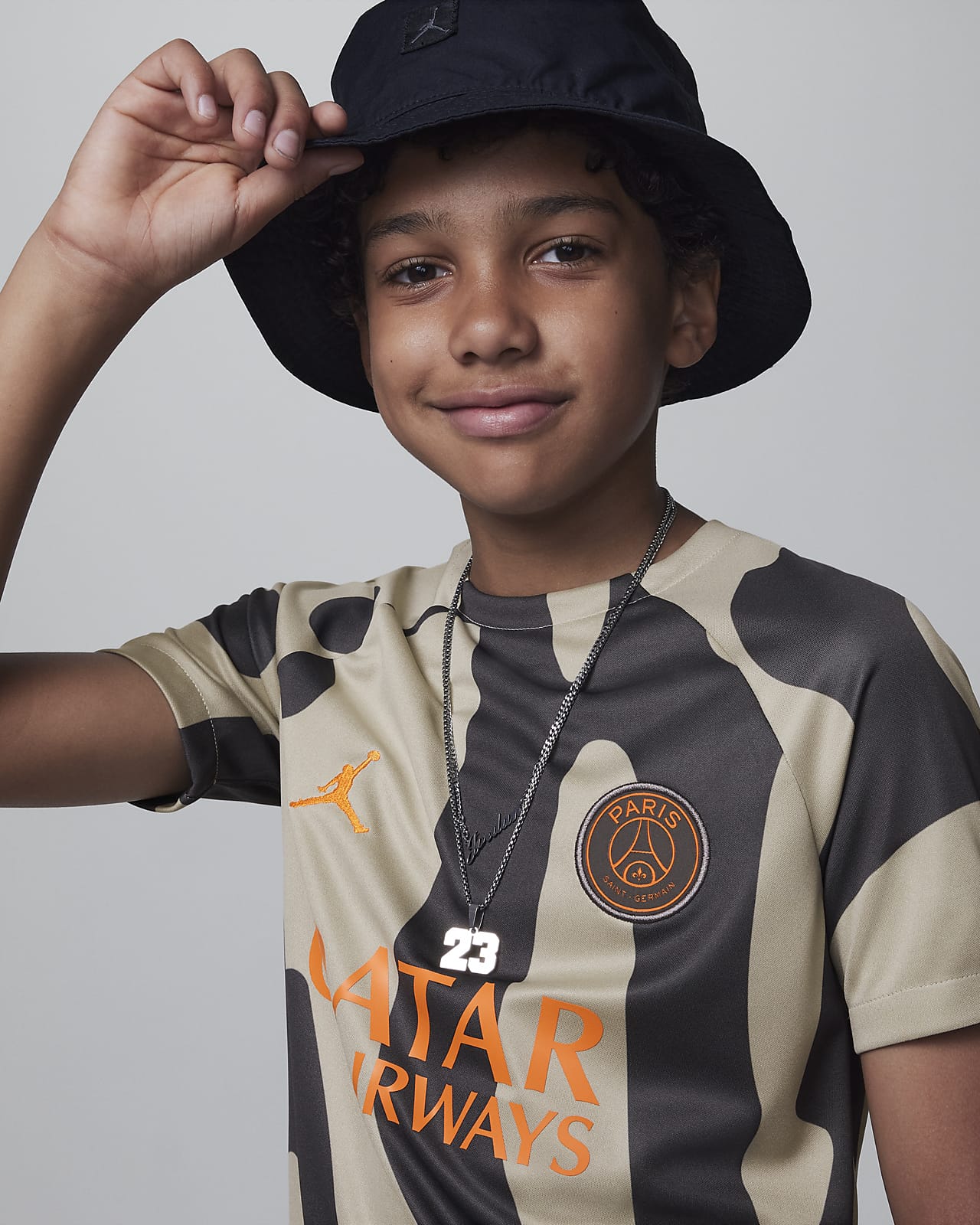 Paris Saint Germain Academy Pro Third Older Kids Jordan Dri FIT Football Pre Match Short Sleeve Top