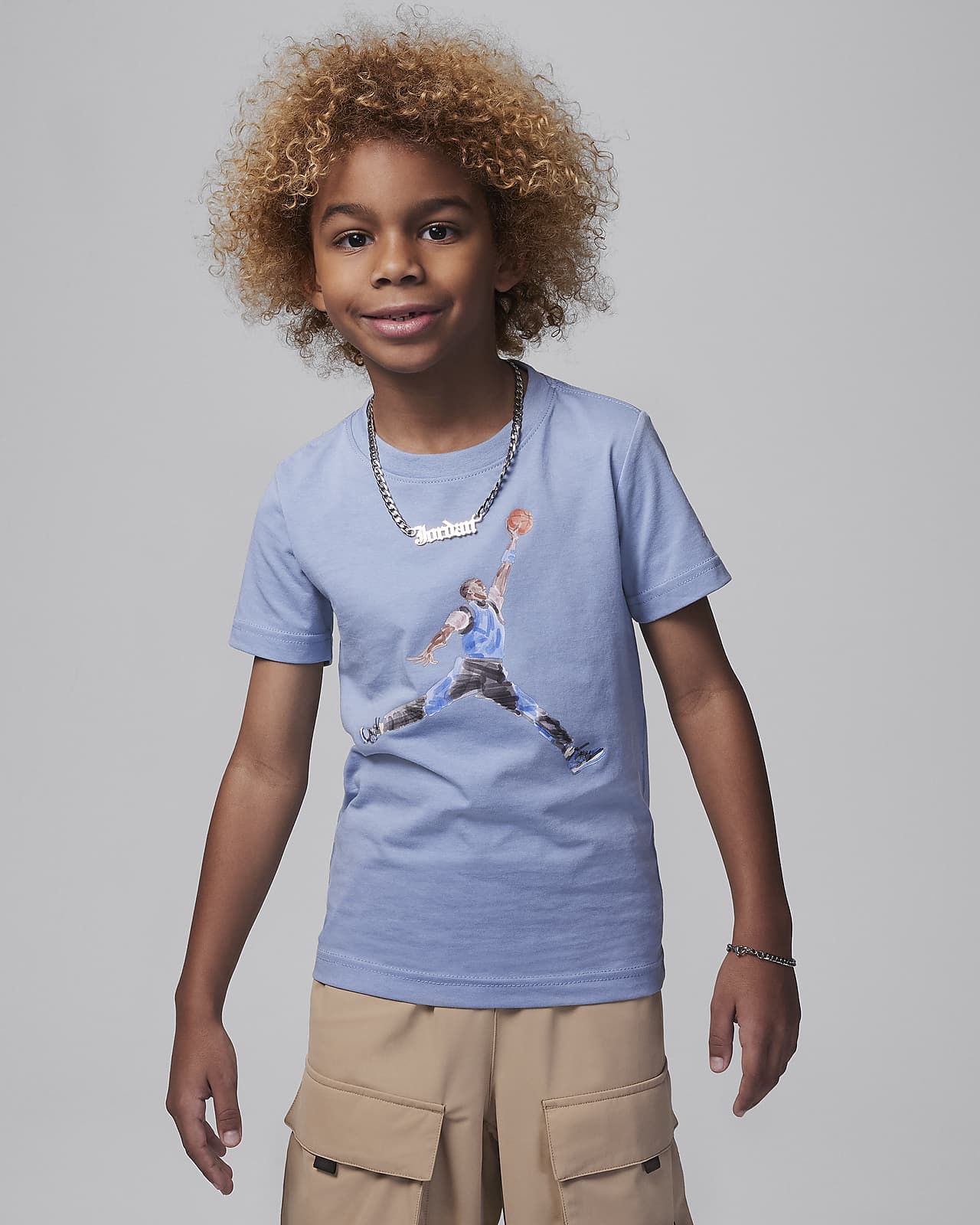 Playera con gráfico para niños talla pequeña Jordan Watercolor Jumpman