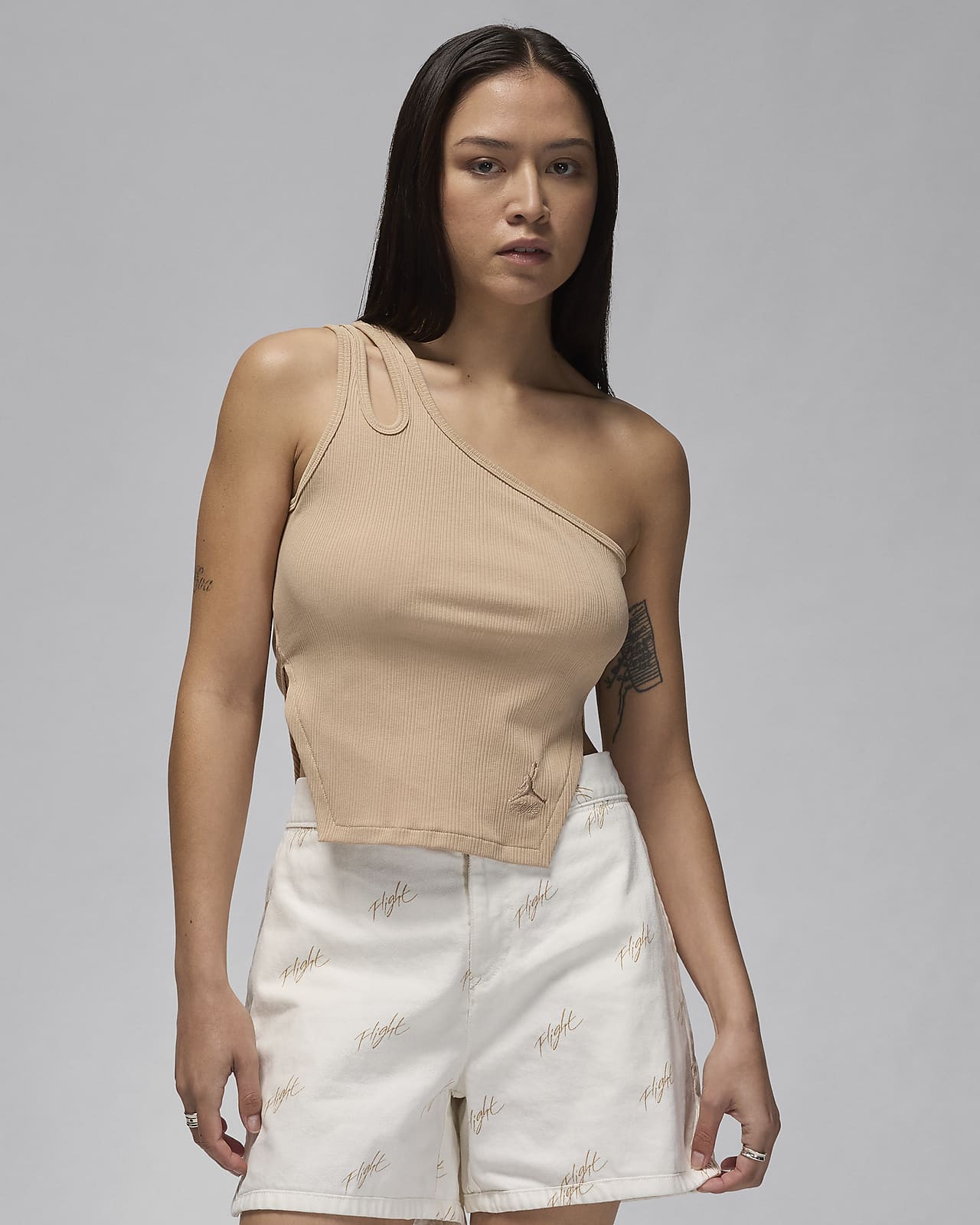 Jordan Camiseta de tirantes acanalada con diseño asimétrico - Mujer