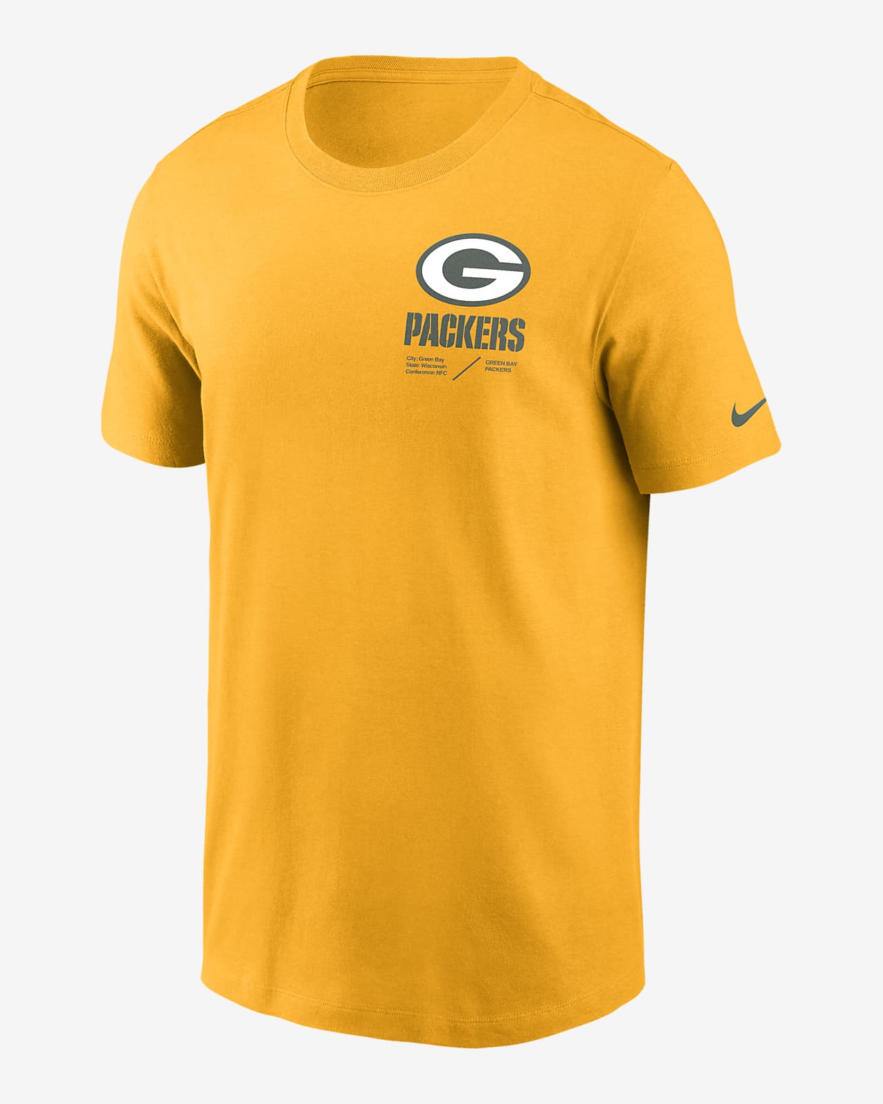 Men's Nike Gold Green Bay Packers Sideline Infograph Lockup Performance T-Shirt