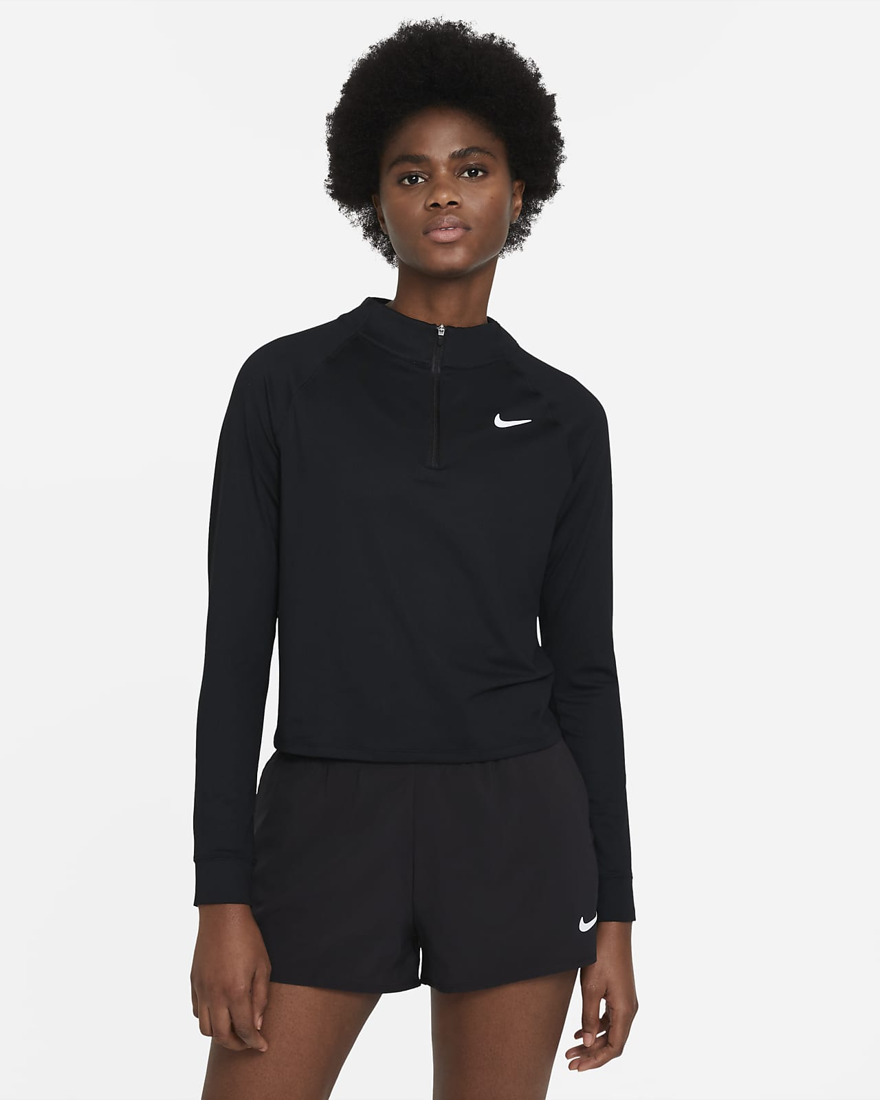 Camiseta de tenis con medio cierre de manga larga para mujer NikeCourt Dri-FIT Victory