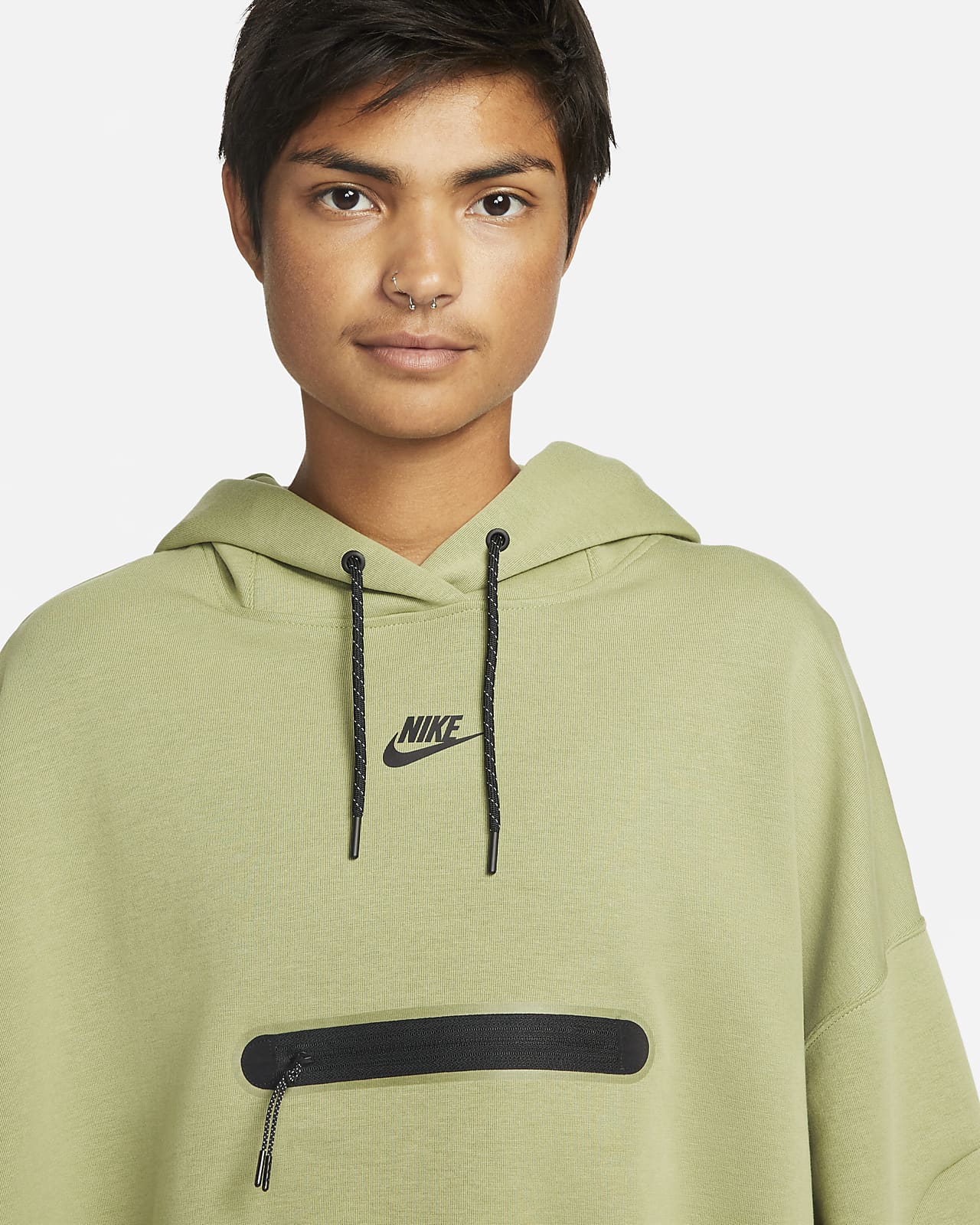 Nike Sportswear Tech Fleece Women's Over-Oversized Crop Pullover Hoodie. Nike FI