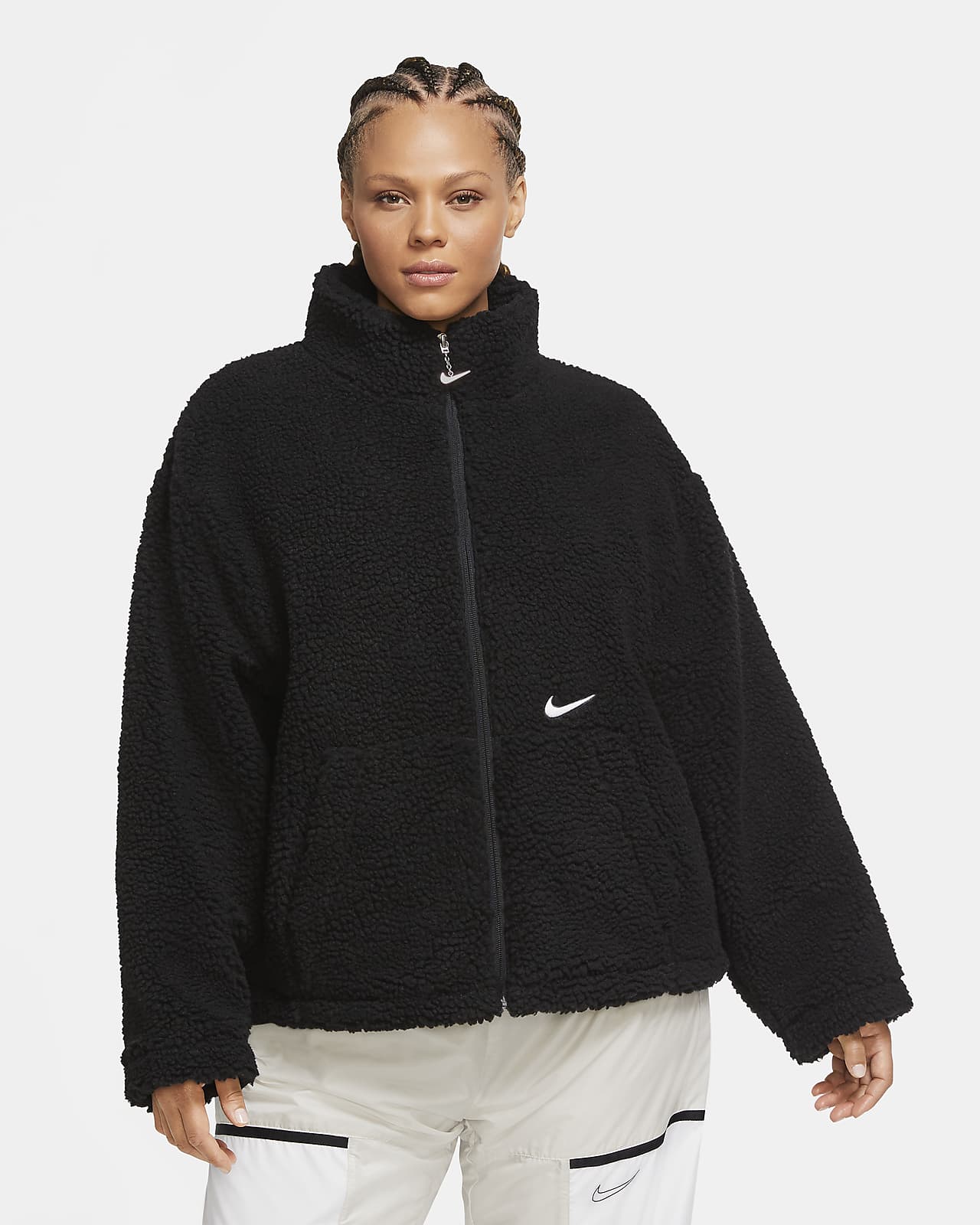 Chamarra de Sherpa para mujer (talla grande) Nike Sportswear Swoosh