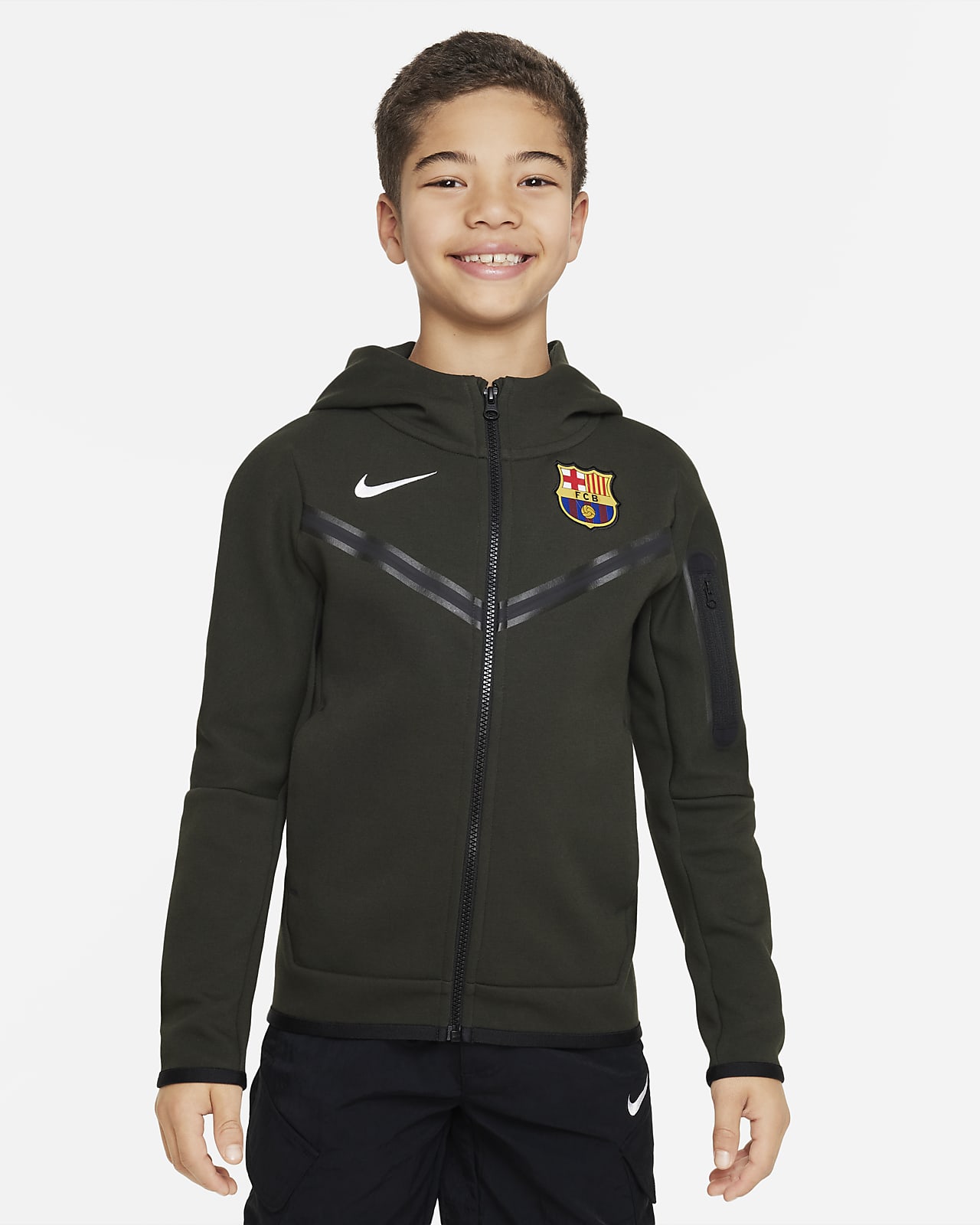 pris ensom Lager FC Barcelona Tech Fleece-Nike-hættetrøje med lynlås i fuld længde til  større børn (drenge). Nike DK