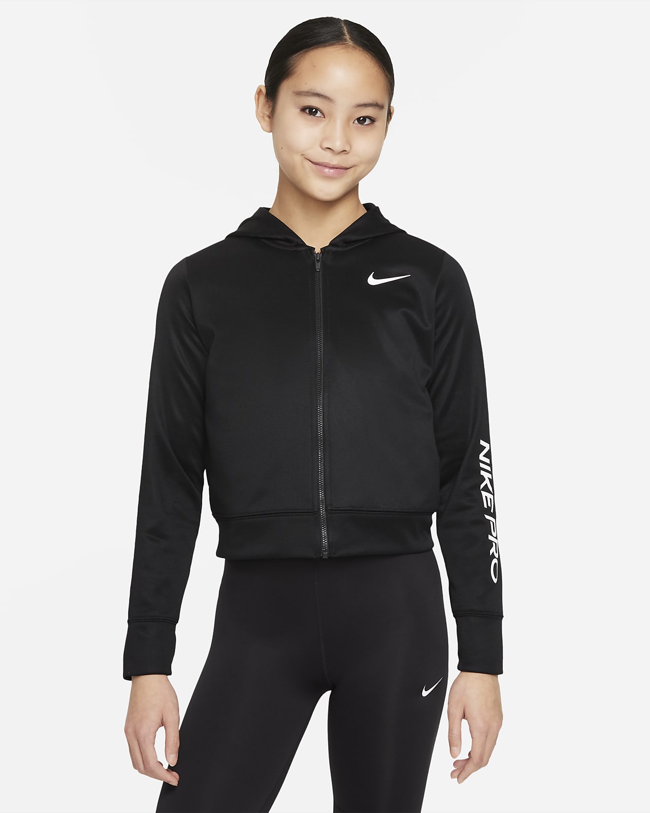 Nike Pro Therma-FIT hettejakke til store barn (jente). Nike NO