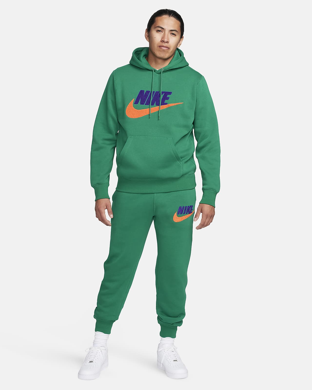 Nike Mens Sportswear Club Fleece Cuffed Jogger Pants,Rough Green/Rough  Green/White